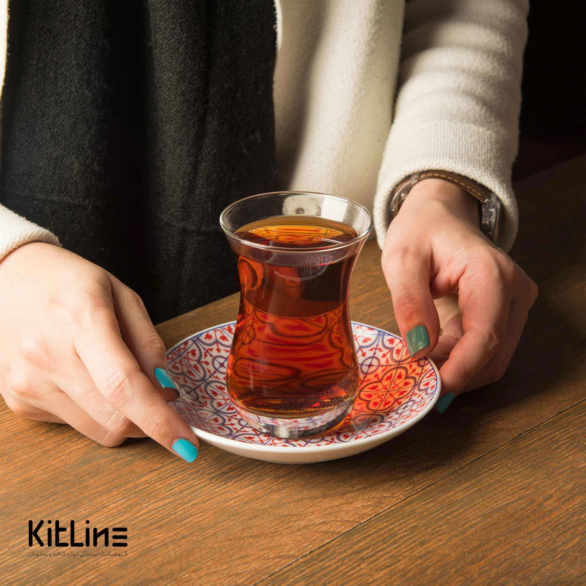 نعلبکی چینی ۱۳ سانتیمتری زرین مدل آندولس قرمز - تصویر 5