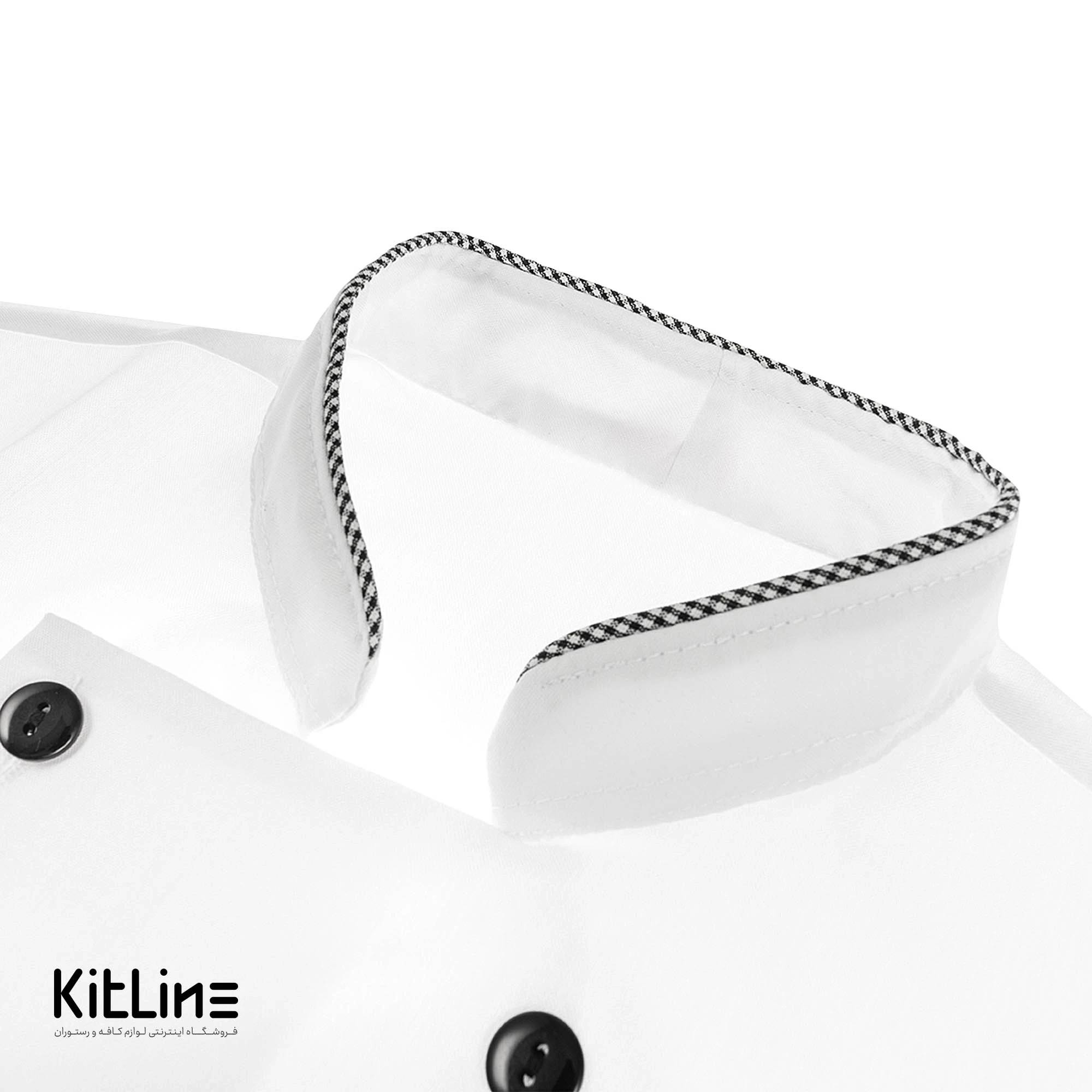 روپوش آستین کوتاه سفيد مغزی چهارخانه تک فرم مدل لیما - تصویر 4