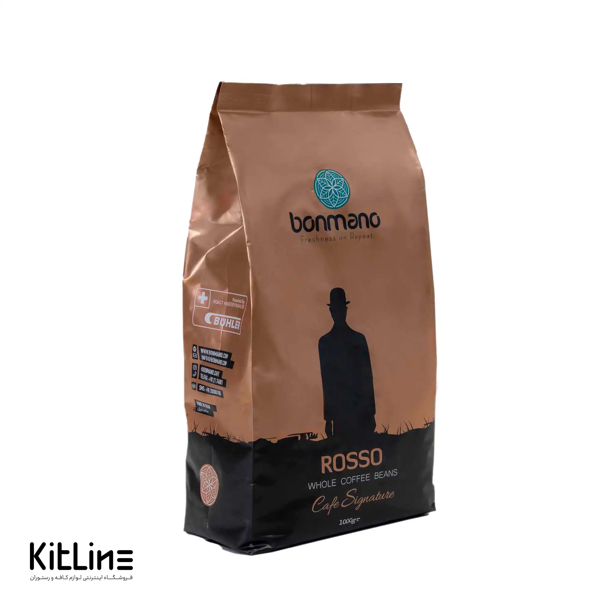 دانه قهوه ۳۰٪ عربیکا ۷۰٪ روبوستا اسپرسو روسو بن مانو ۱ کیلوگرمی