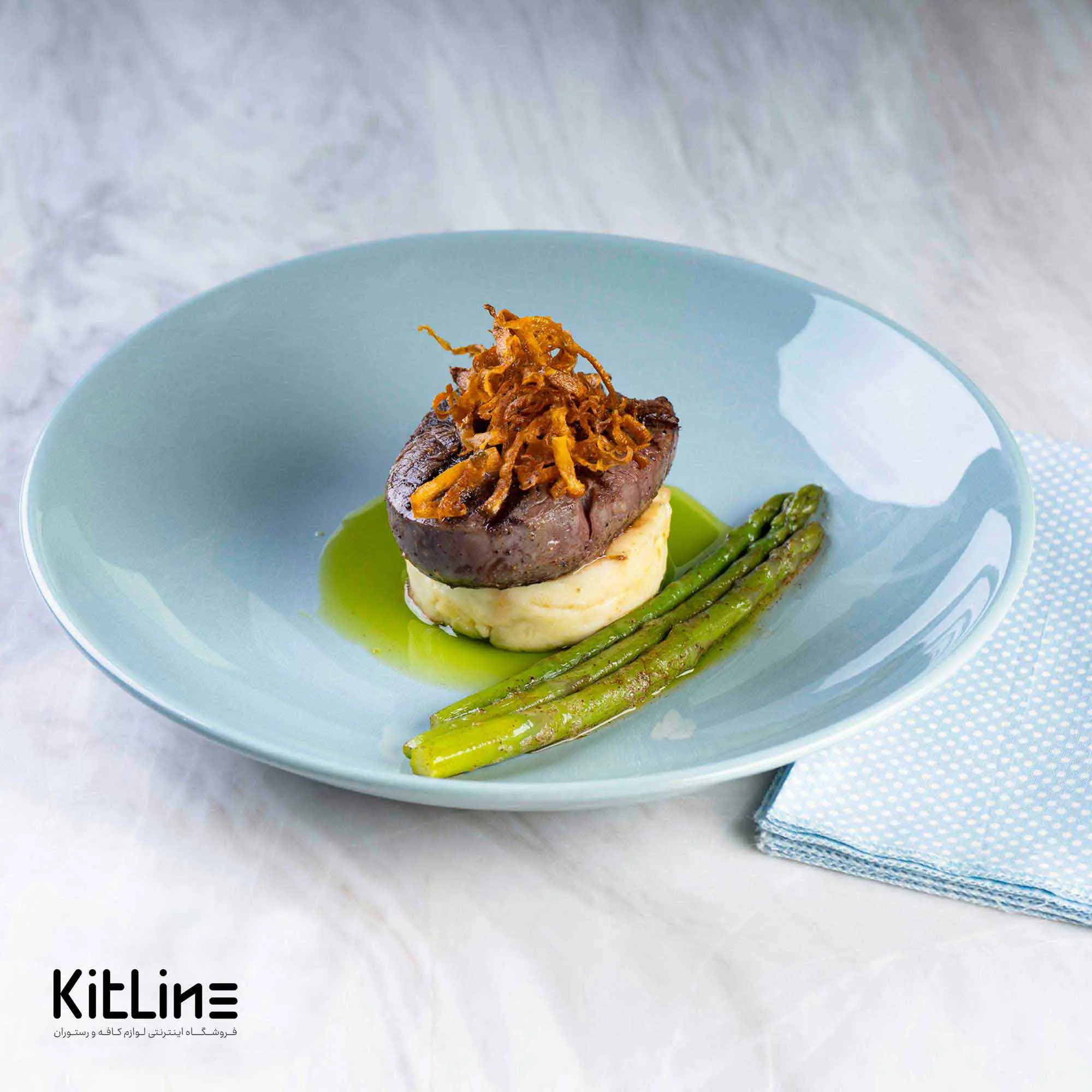 بشقاب گود پرسلین ۲۸ سانتیمتری وینتیج آبی رک (RAK) - تصویر 6