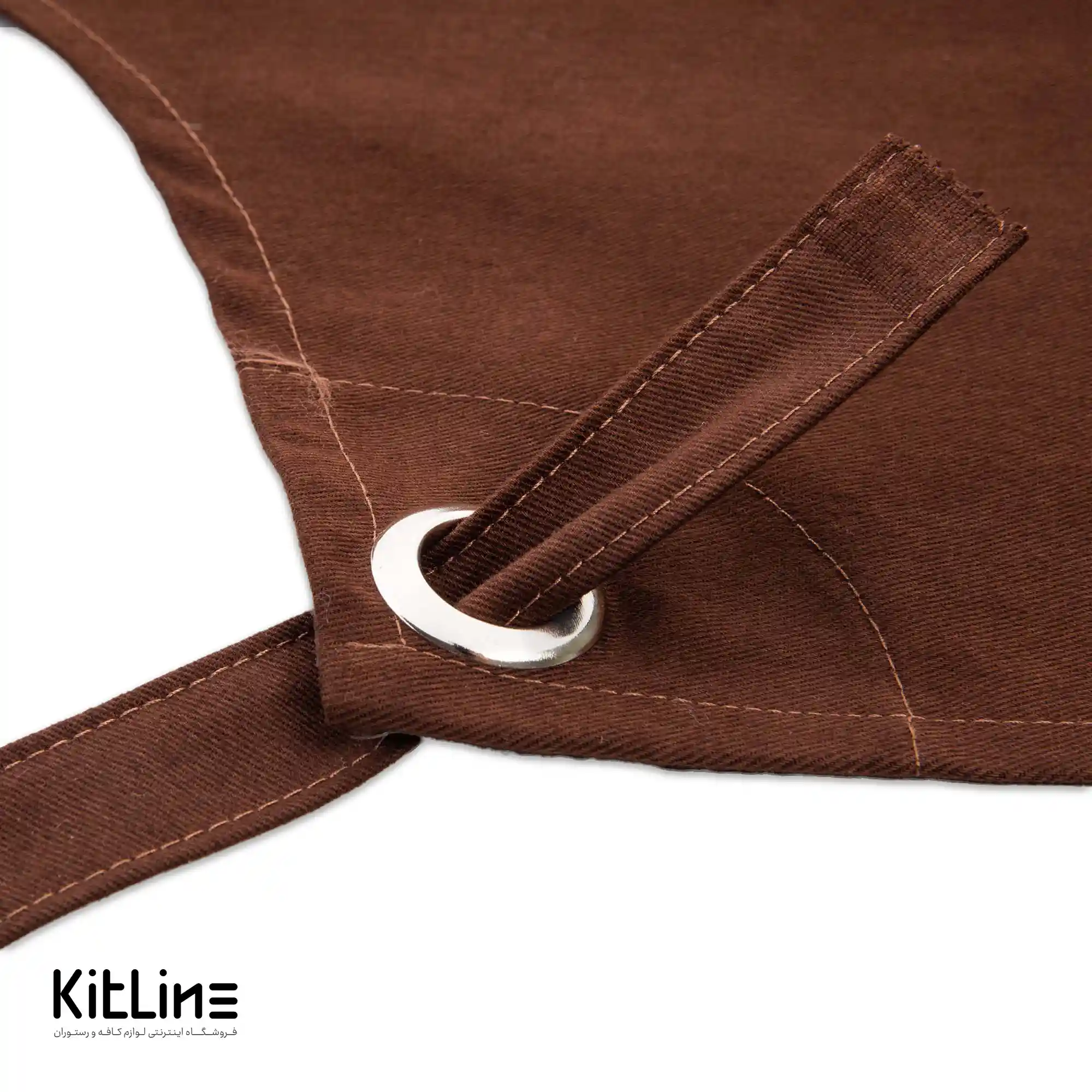 پیشبند کتان کجراه ۳ جیب قهوهای کیوان - تصویر 7