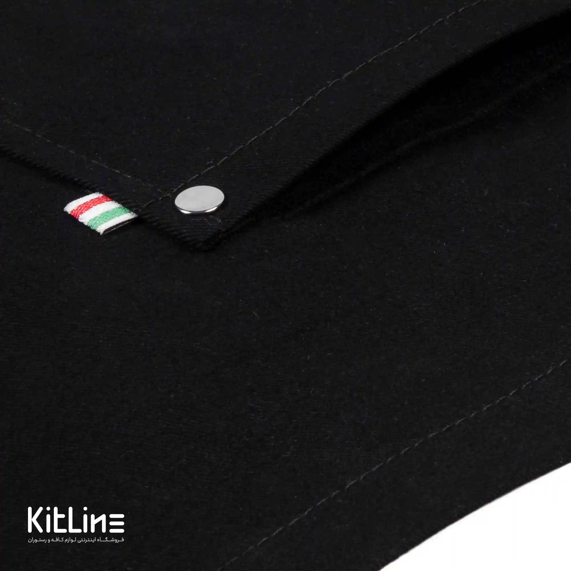 نيم پيشبند کتان کجراه ۲ جیب مشکی کیوان - تصویر 4