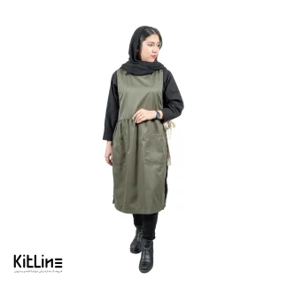 پیشبند چین دار زنانه زیتونی برند سارا فرم