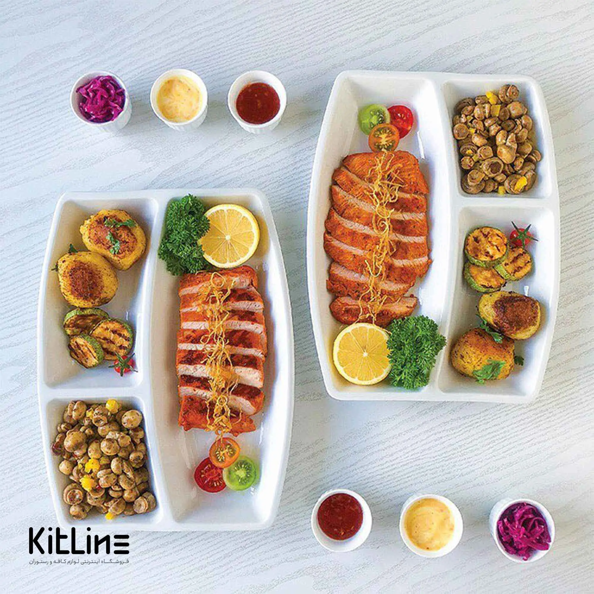 سینی مای سلف چینی زرین ۳ خانه سفید همراه با درپوش پلی کربنات - تصویر 8