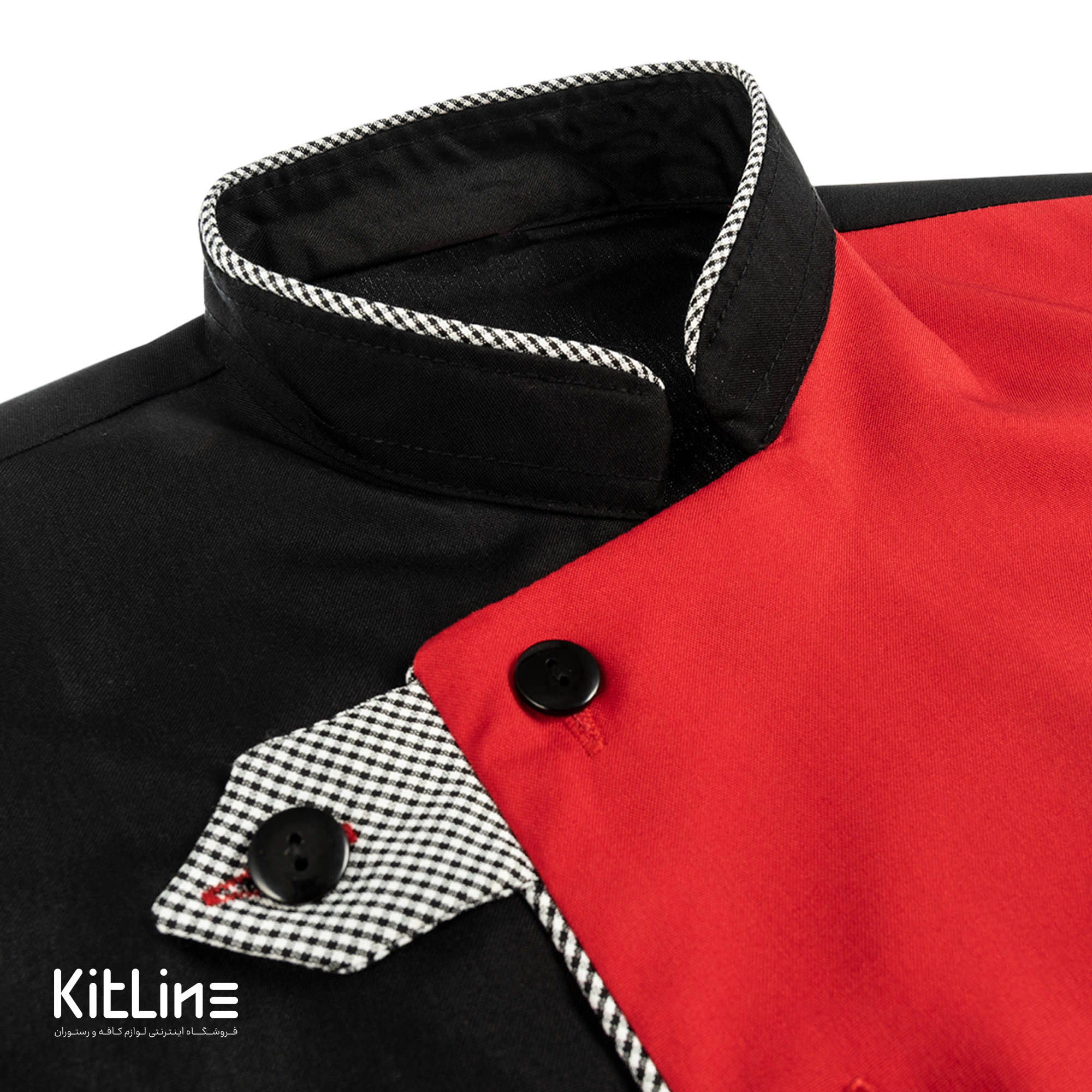 روپوش آستین کوتاه مشکی خرج کار قرمز تک فرم مدل آراد - تصویر 4