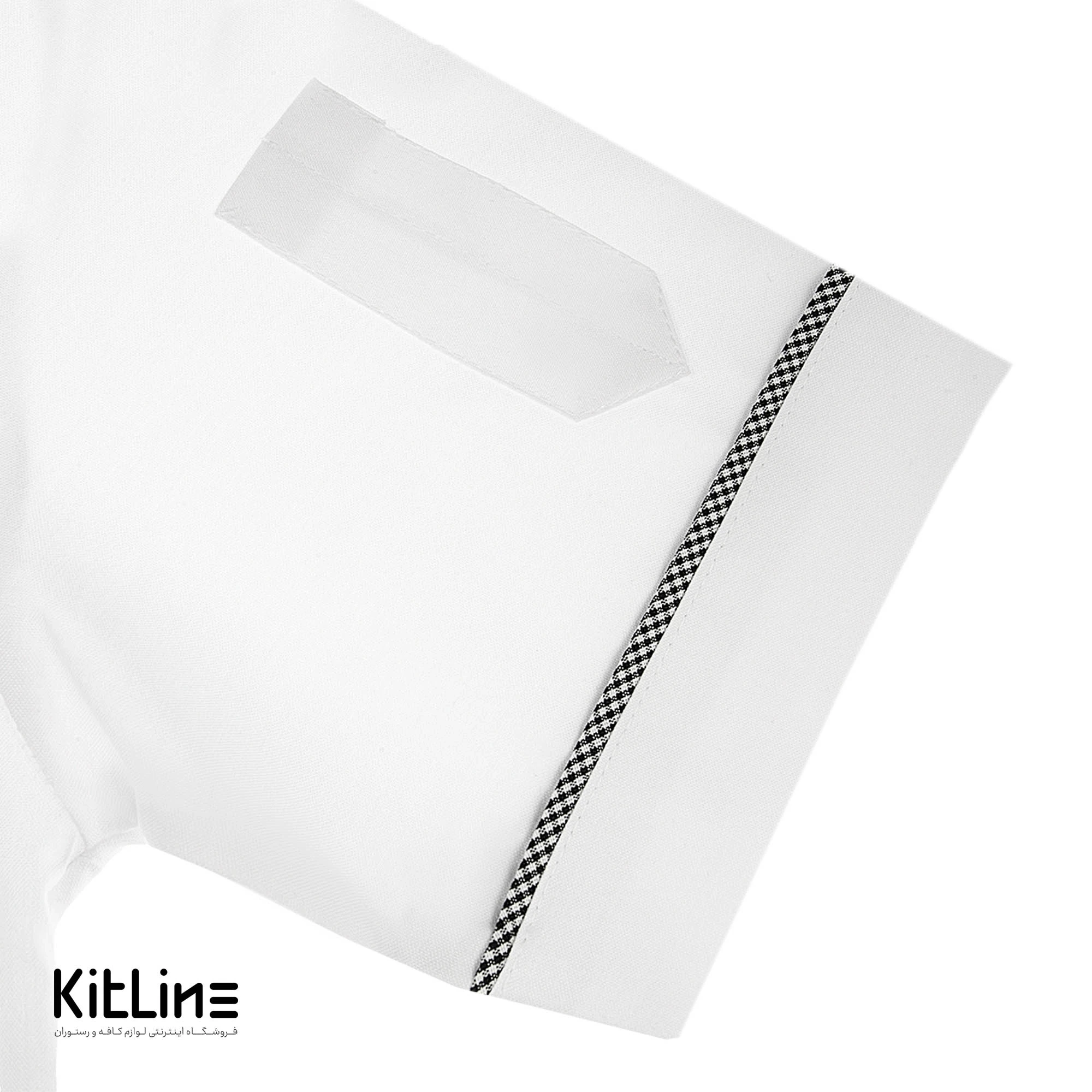 روپوش آستین کوتاه سفيد مغزی چهارخانه تک فرم مدل لیما - تصویر 5