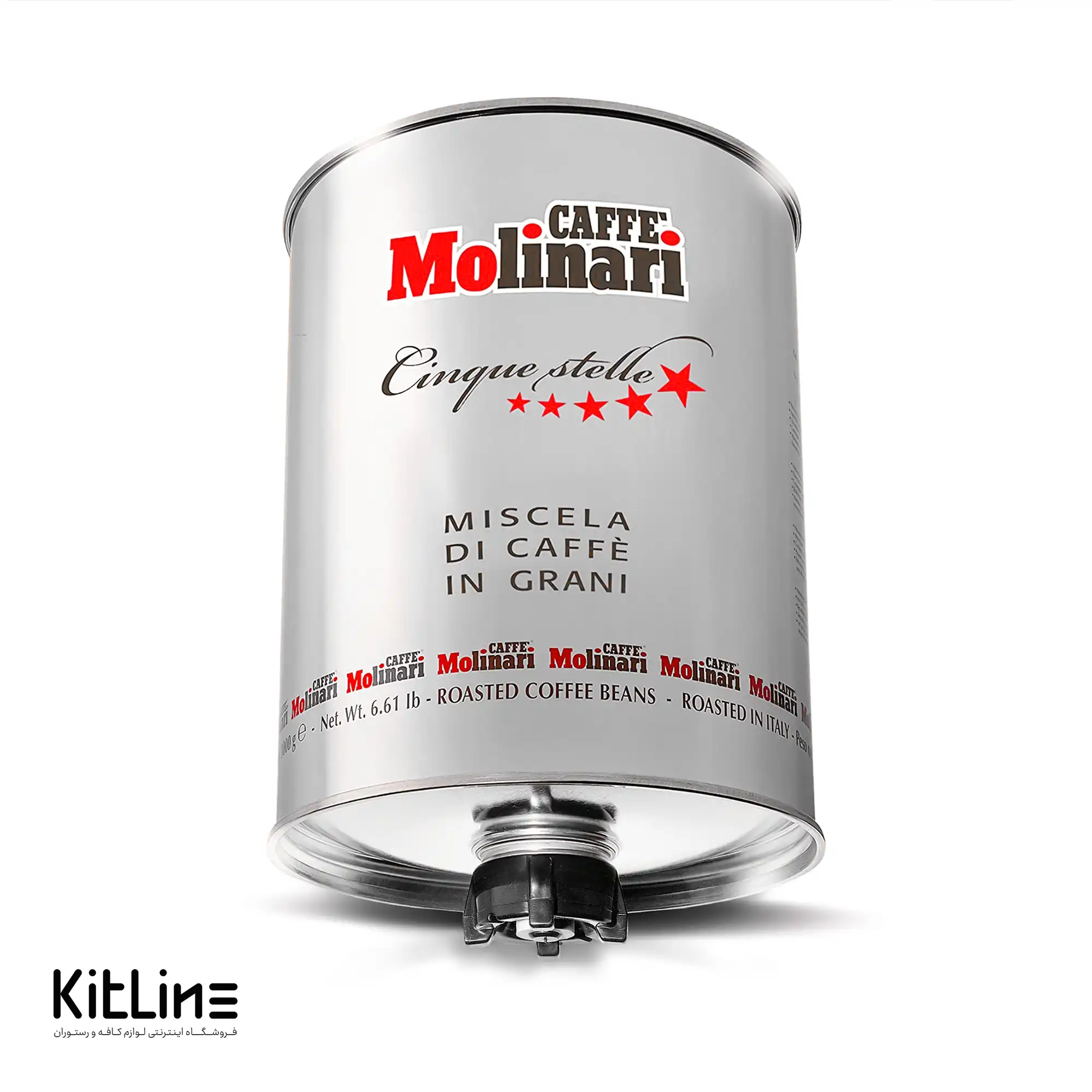 دانه قهوه تاپ بلند ۸۰٪ عربیکا ۲۰٪ روبوستا مولیناری ۳ کیلوگرمی