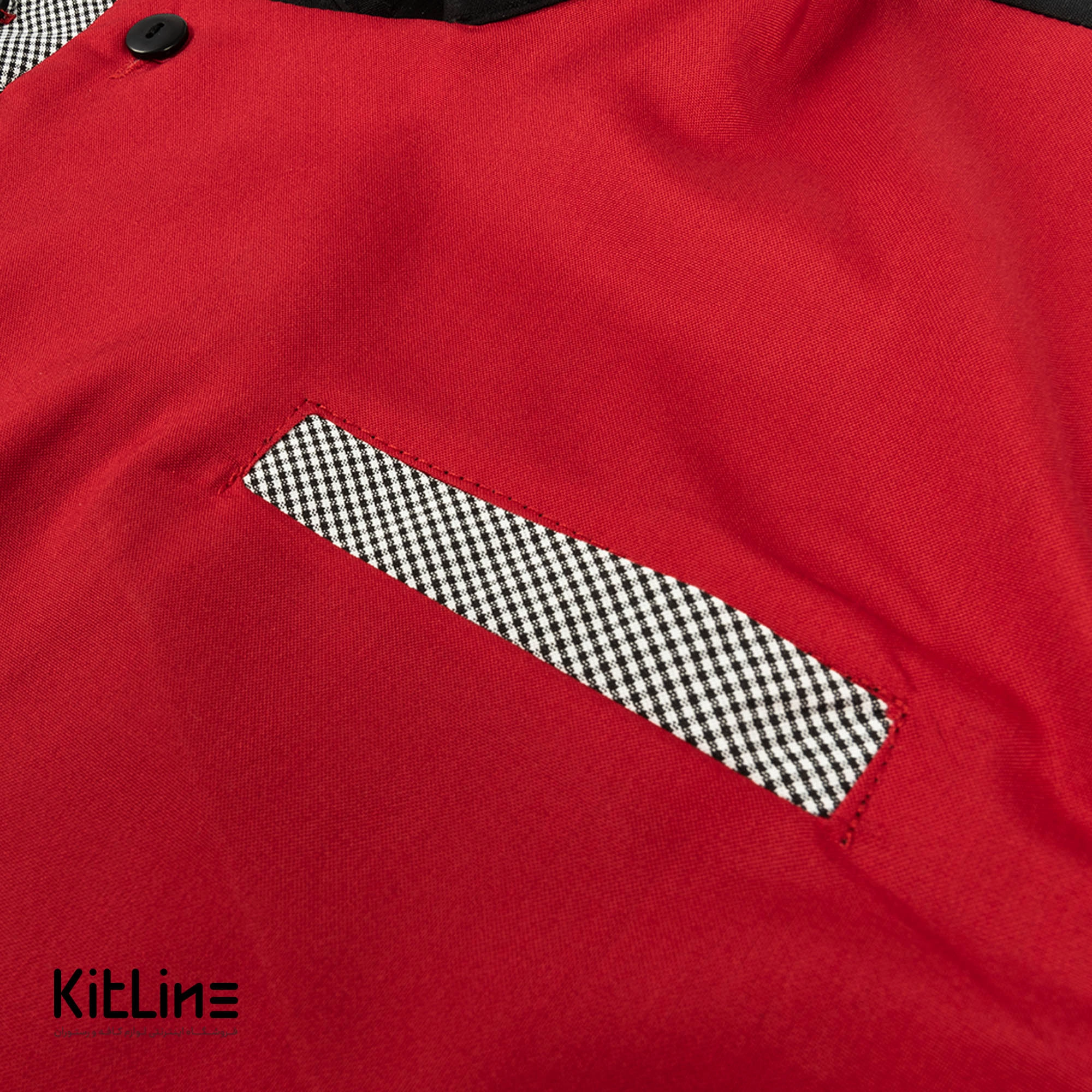 روپوش آستین کوتاه مشکی خرج کار قرمز تک فرم مدل آراد - تصویر 5