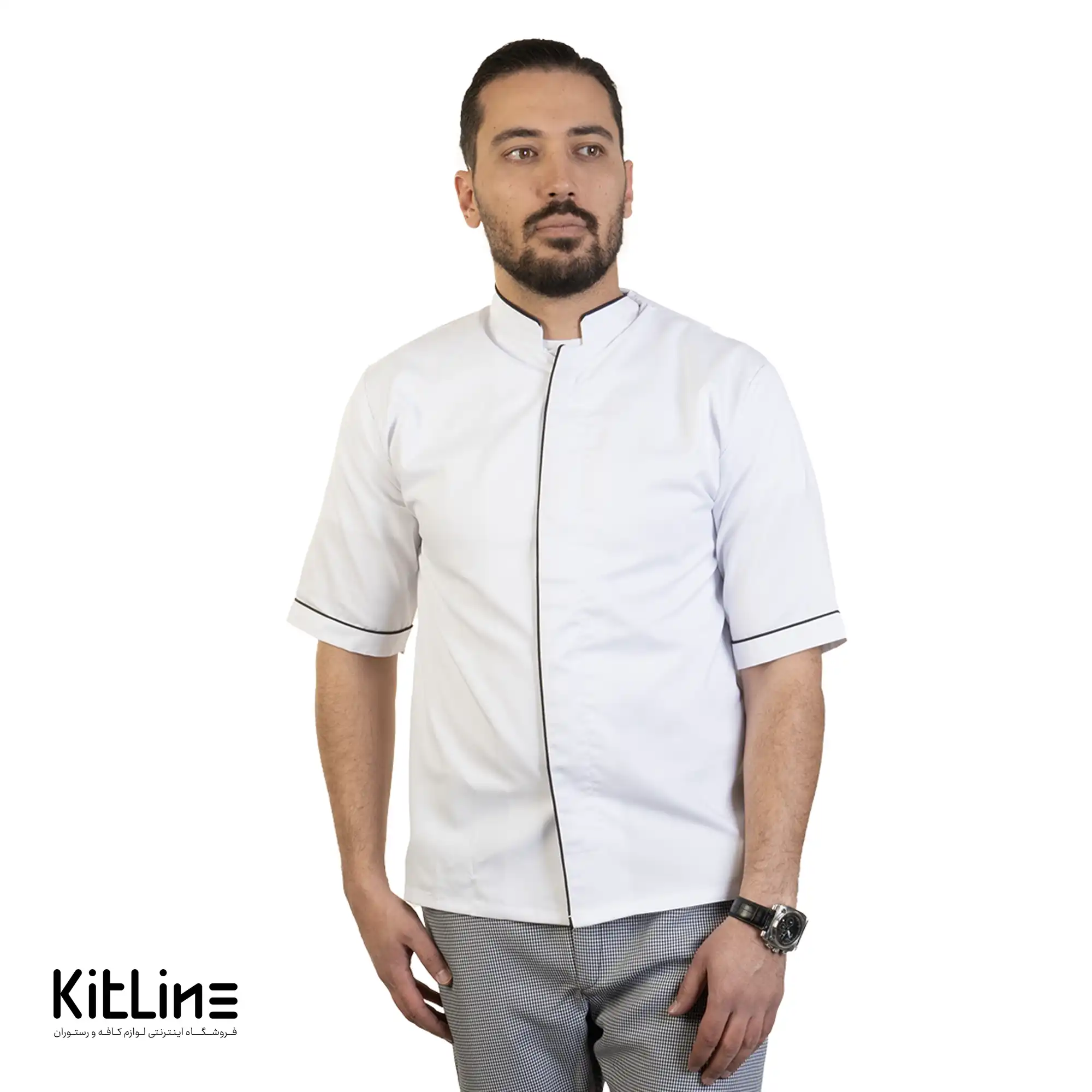 روپوش آستین کوتاه سفید مغزی مشکی پوشاکو - تصویر 8