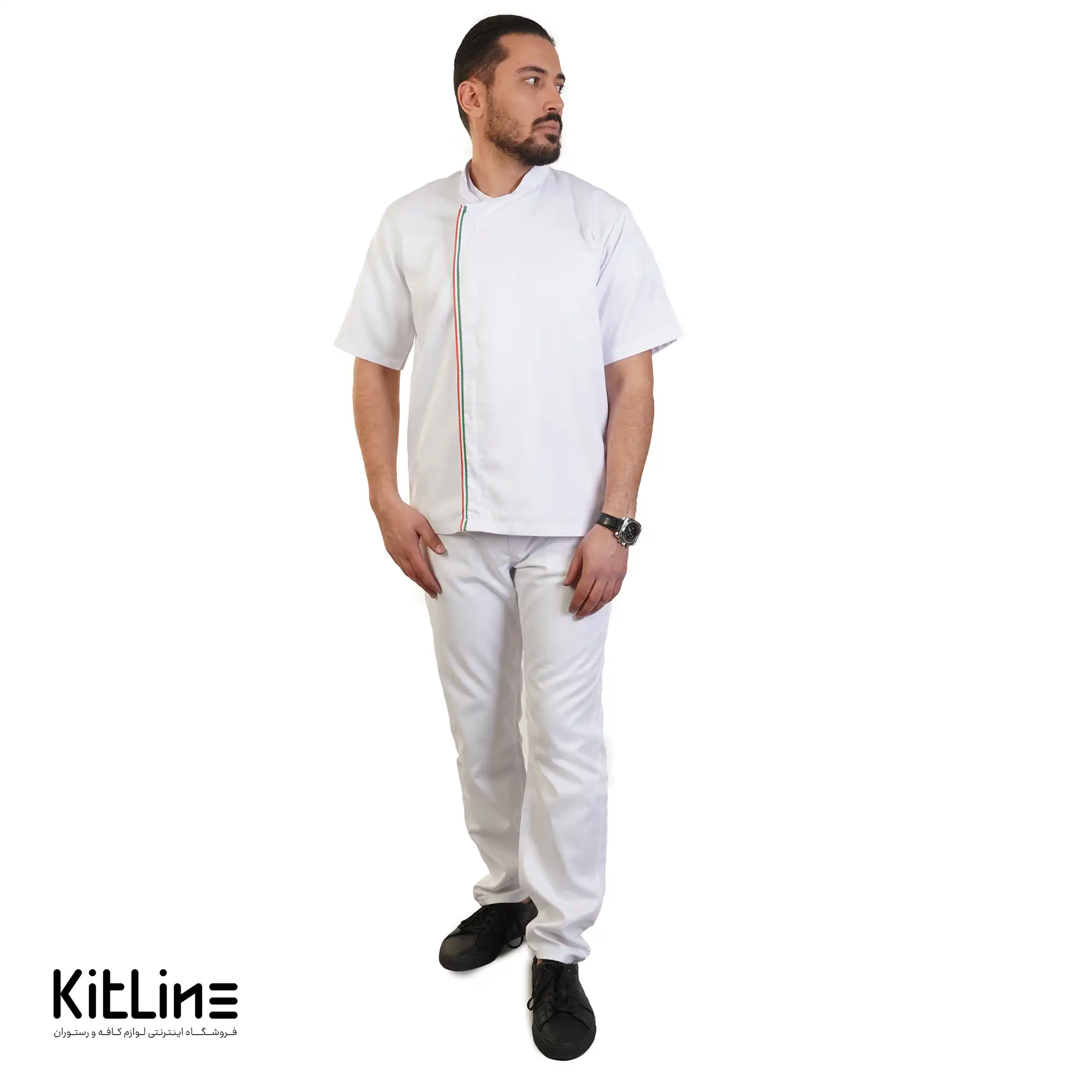 روپوش زیپی آستین کوتاه سفید مغزی پرچم برند سارا فرم - تصویر 7