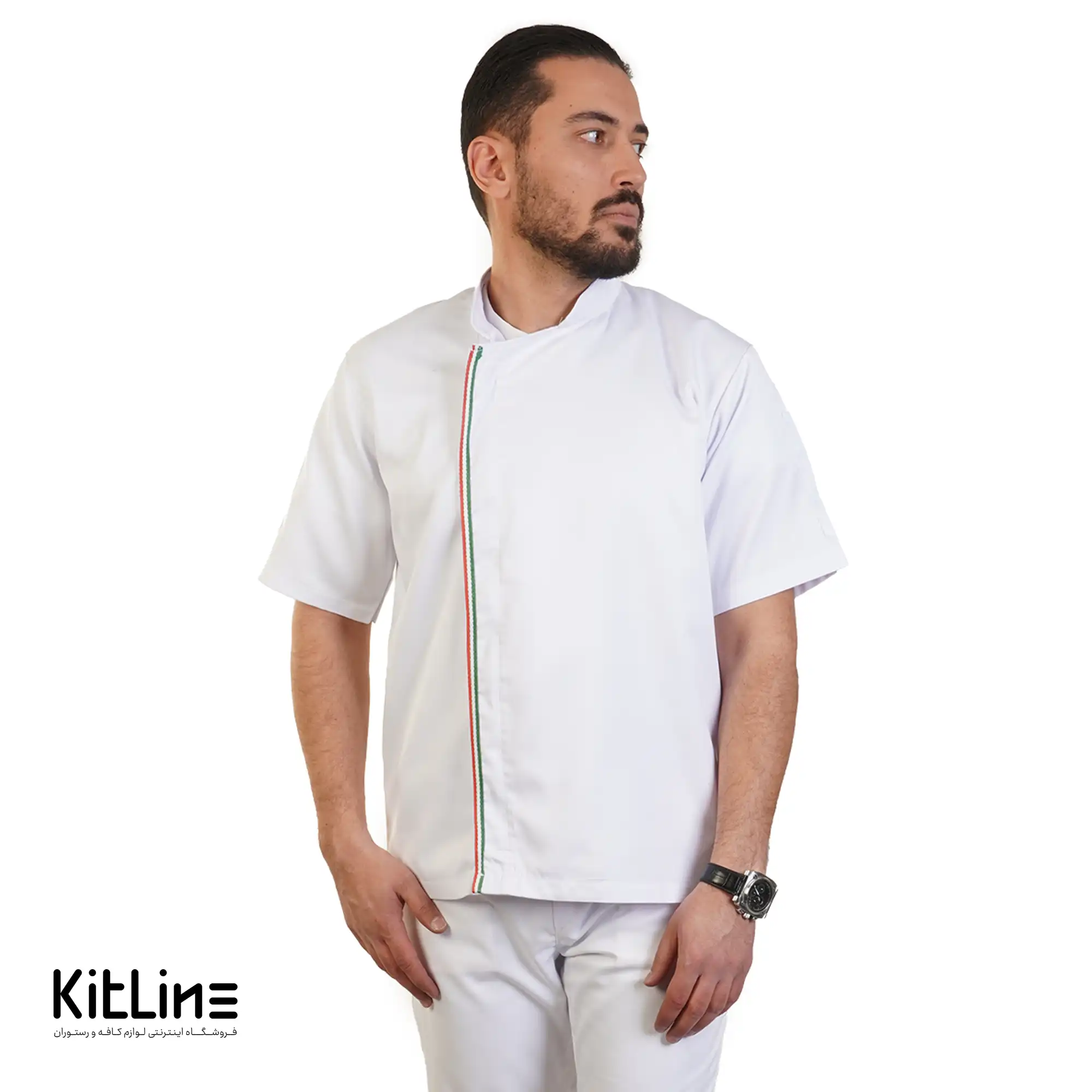 روپوش زیپی آستین کوتاه سفید مغزی پرچم برند سارا فرم - تصویر 8