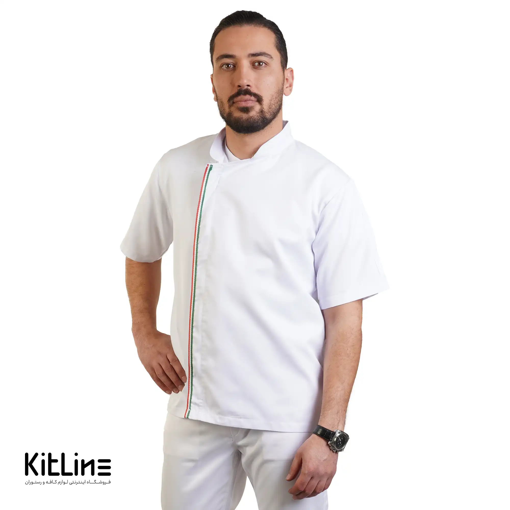 روپوش زیپی آستین کوتاه سفید مغزی پرچم برند سارا فرم - تصویر 9