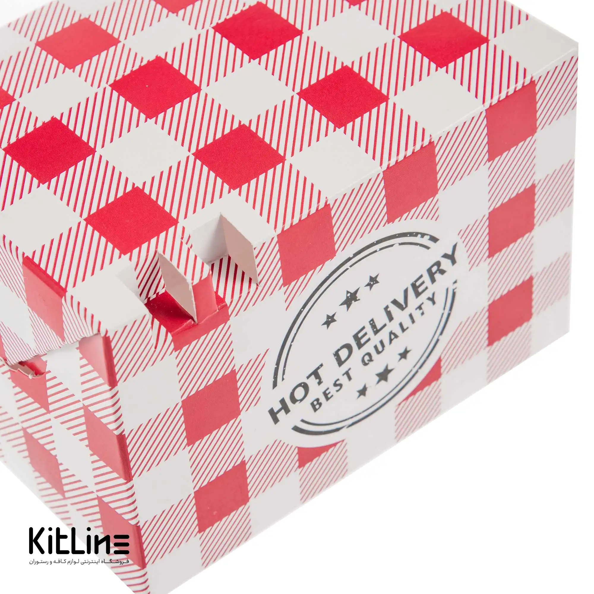 جعبه سیب زمینی یکبار مصرف کاغذی ایندربرد ۹.۵×۱۲ سانتیمتری شطرنجی قرمز (کارتن ۹۰۰ عددی) - تصویر 4