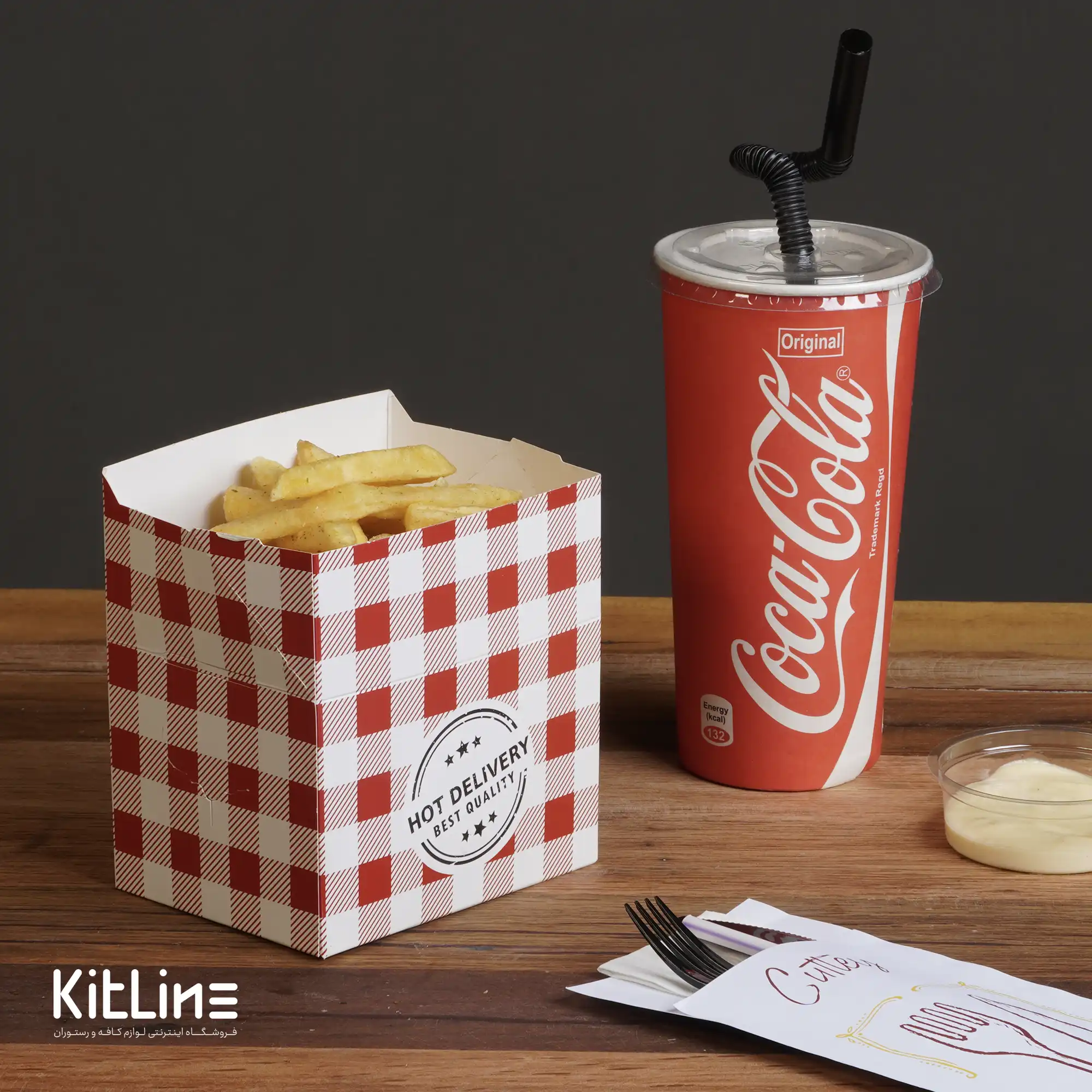 جعبه سیب زمینی یکبار مصرف کاغذی ایندربرد ۹.۵×۱۲ سانتیمتری شطرنجی قرمز (کارتن ۹۰۰ عددی) - تصویر 5