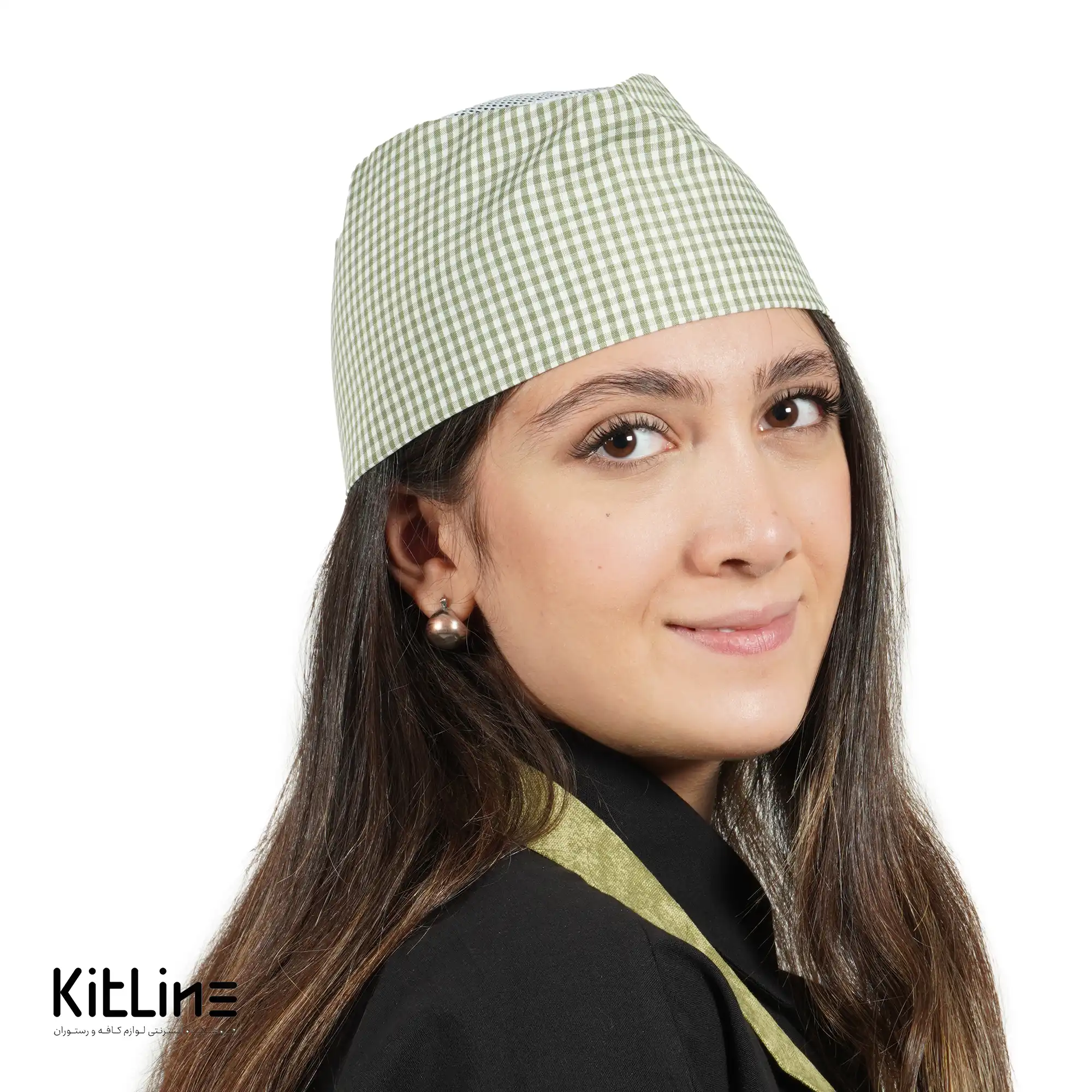 کلاه قايقی چهارخانه سبز - تصویر 5