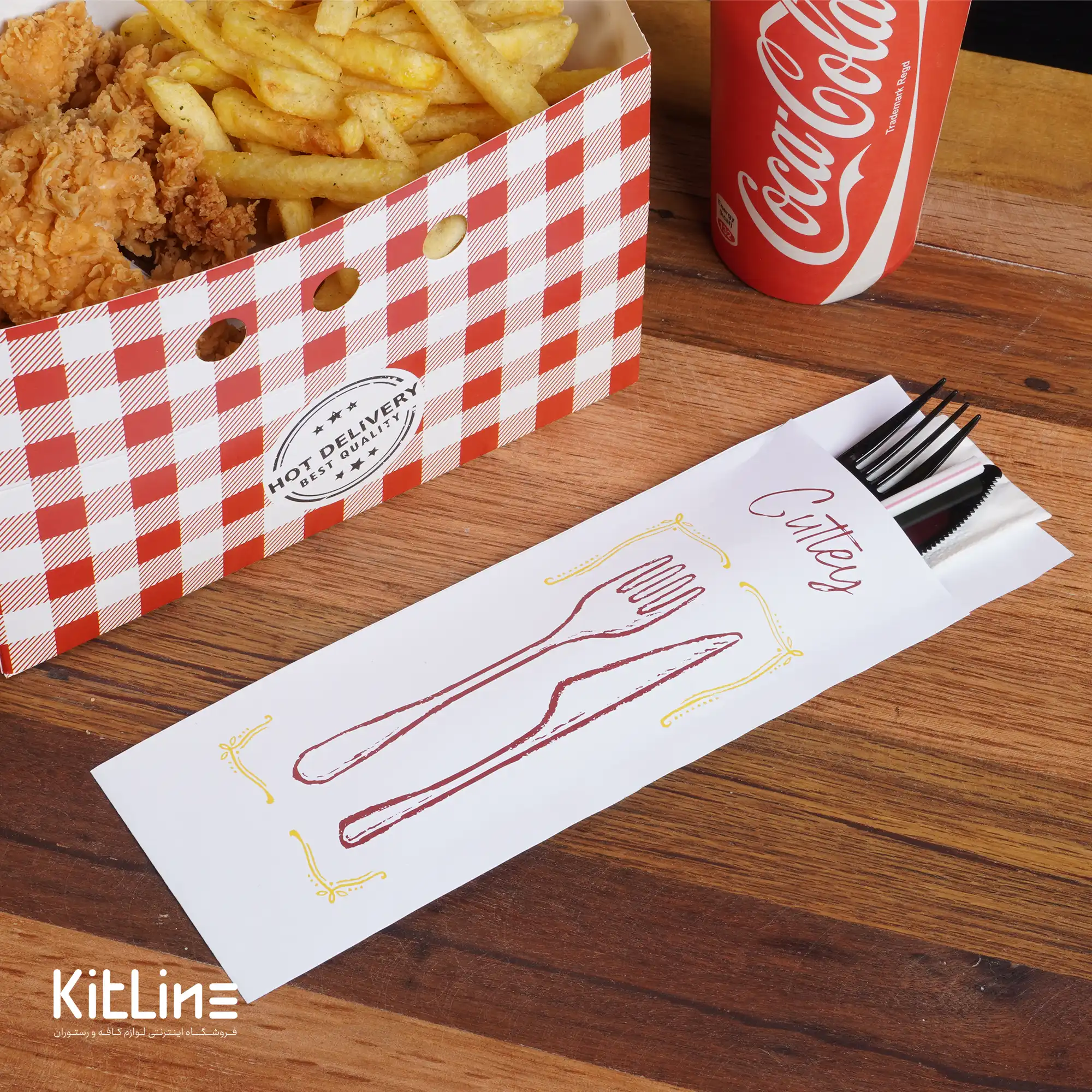 پاکت یکبار مصرف کاغذی قاشق و چنگال ۹.۵×۲۸ سانتیمتری قرمز (کارتن ۲۵۰ عددی) - تصویر 5