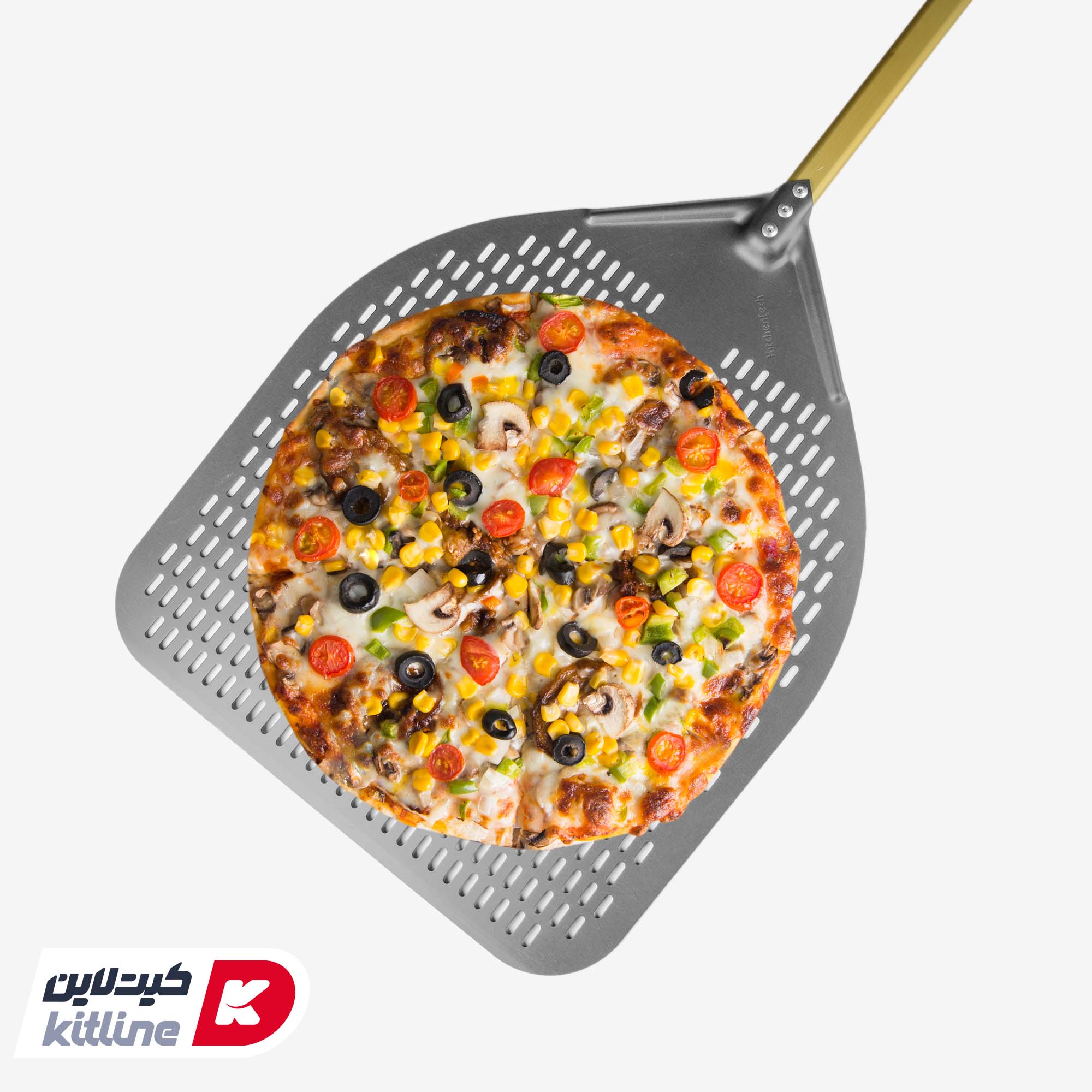 پارو پیتزا پانچ آلومینیومی هارد آنادایزد مستطیلی کف ۵۰، دسته ۱۲۰ سانتیمتر کیچن تک - تصویر 4