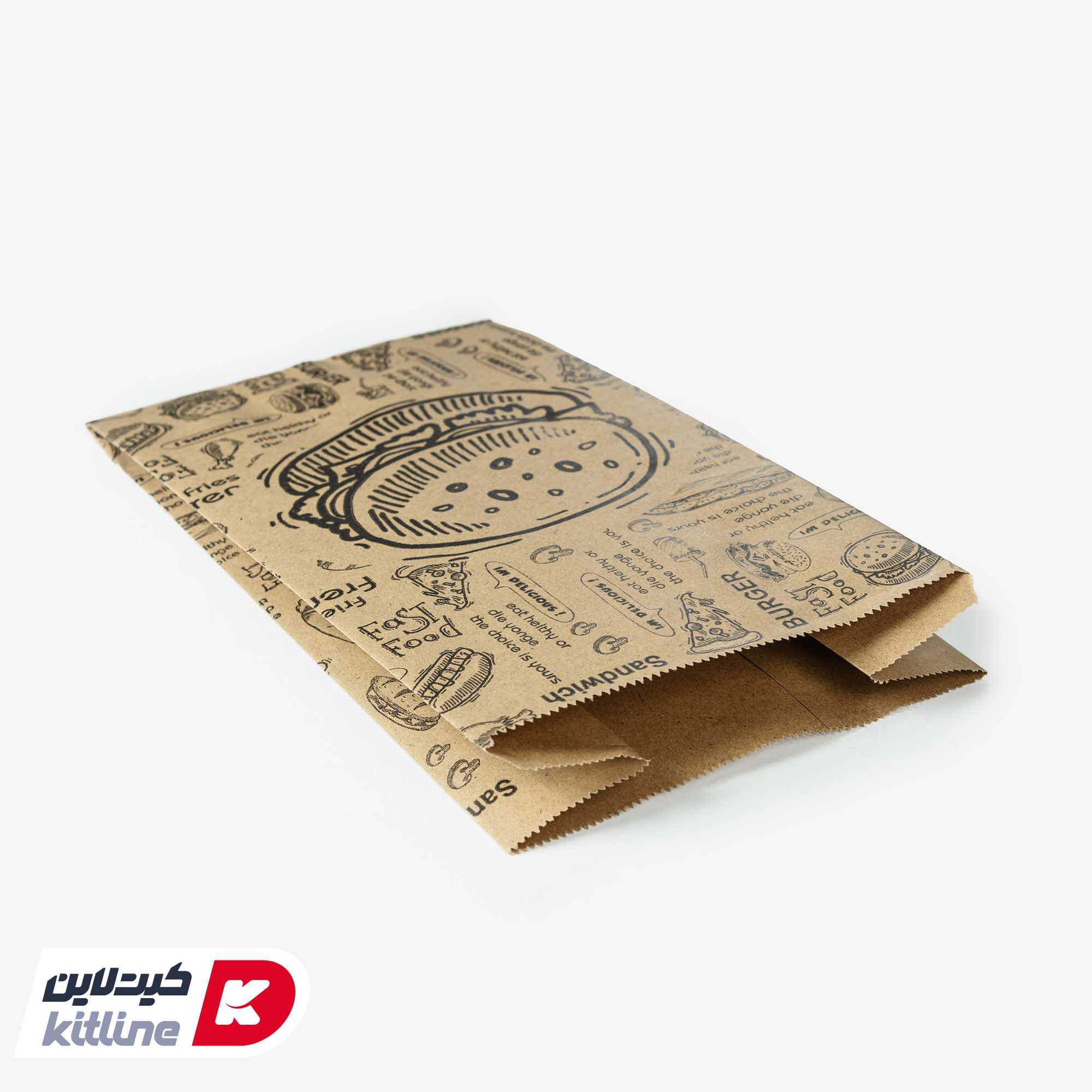 پاکت همبرگر یکبار مصرف کاغذی کرافت مشکی ۱۵×۲۷ سانتیمتری (کارتن ۱۲۰۰ عددی) - تصویر 3