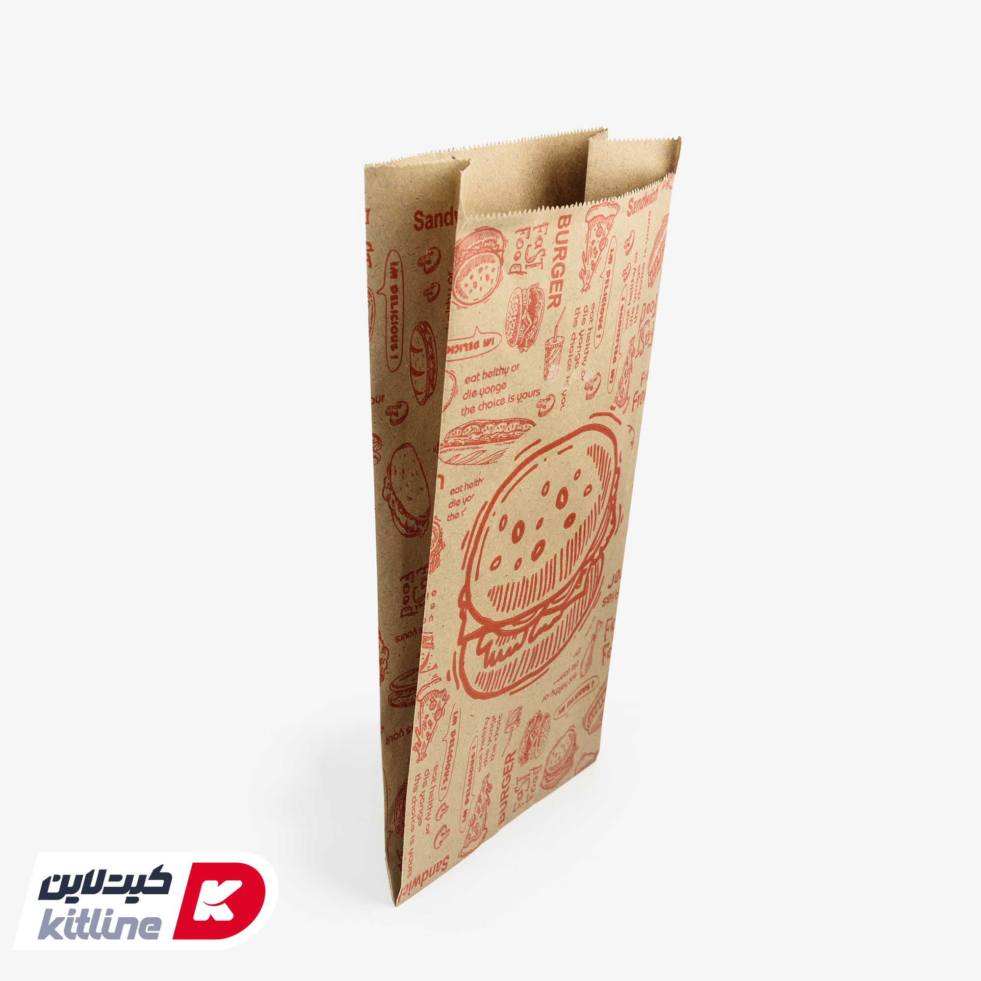 پاکت همبرگر یکبار مصرف کاغذی کرافت قرمز ۱۵×۲۷ سانتیمتری (کارتن ۱۲۰۰ عددی) - تصویر 3