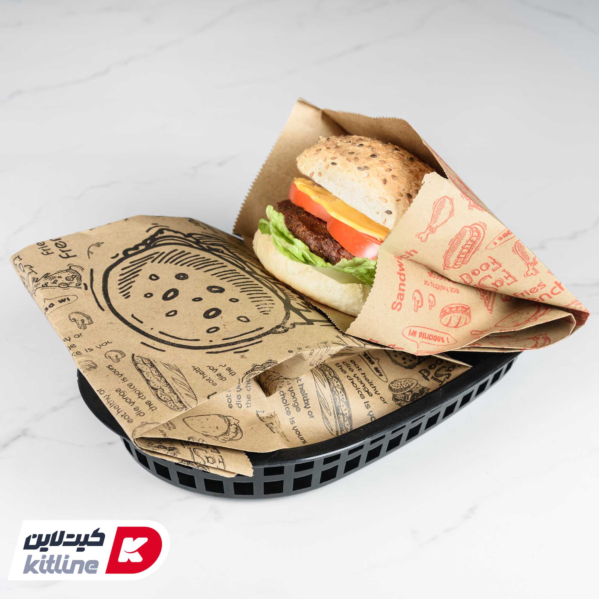 پاکت همبرگر یکبار مصرف کاغذی کرافت مشکی ۱۵×۲۷ سانتیمتری (کارتن ۱۲۰۰ عددی) - تصویر 5