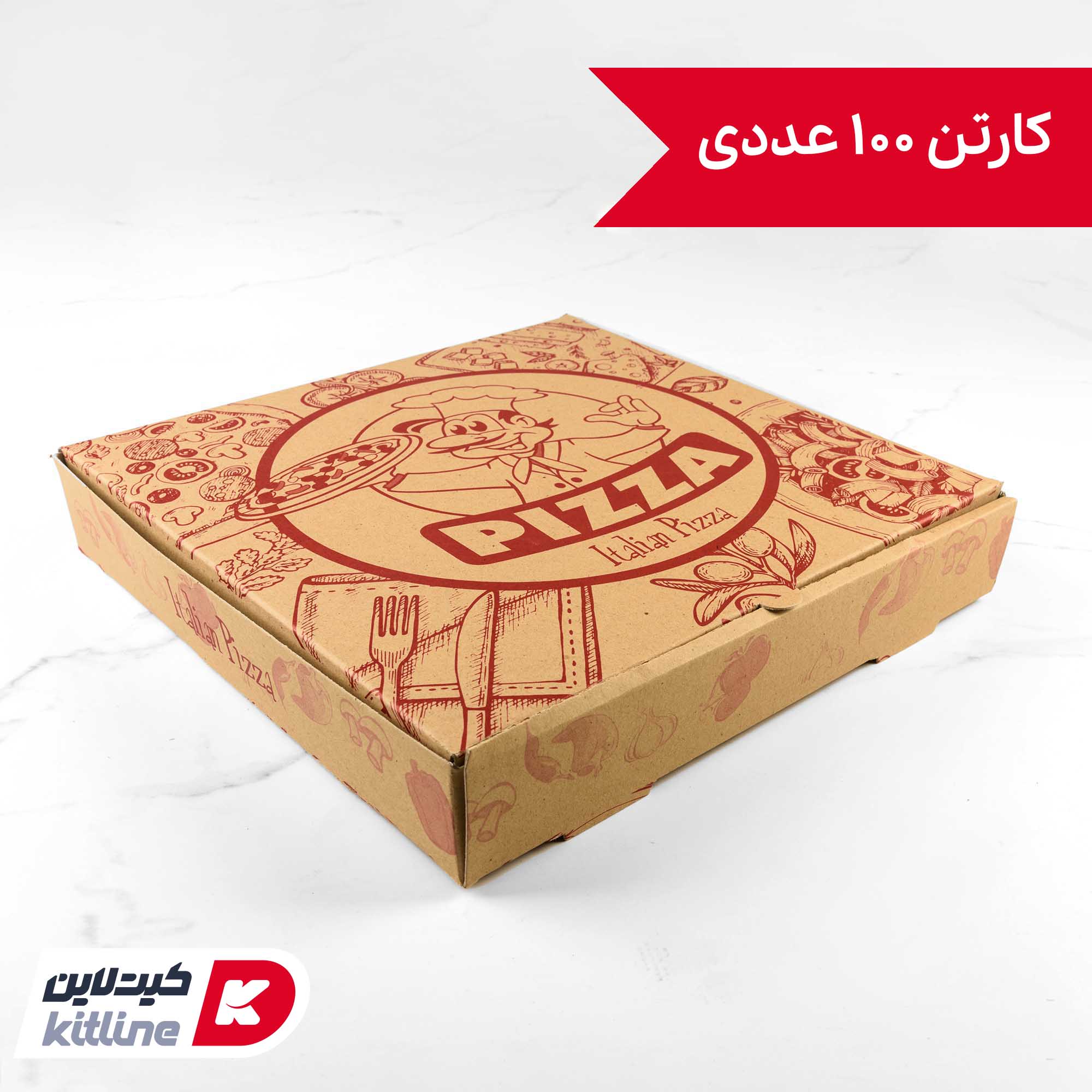 جعبه پیتزا کاغذی ۳۰ سانتیمتری (کارتن ۱۰۰ عددی)