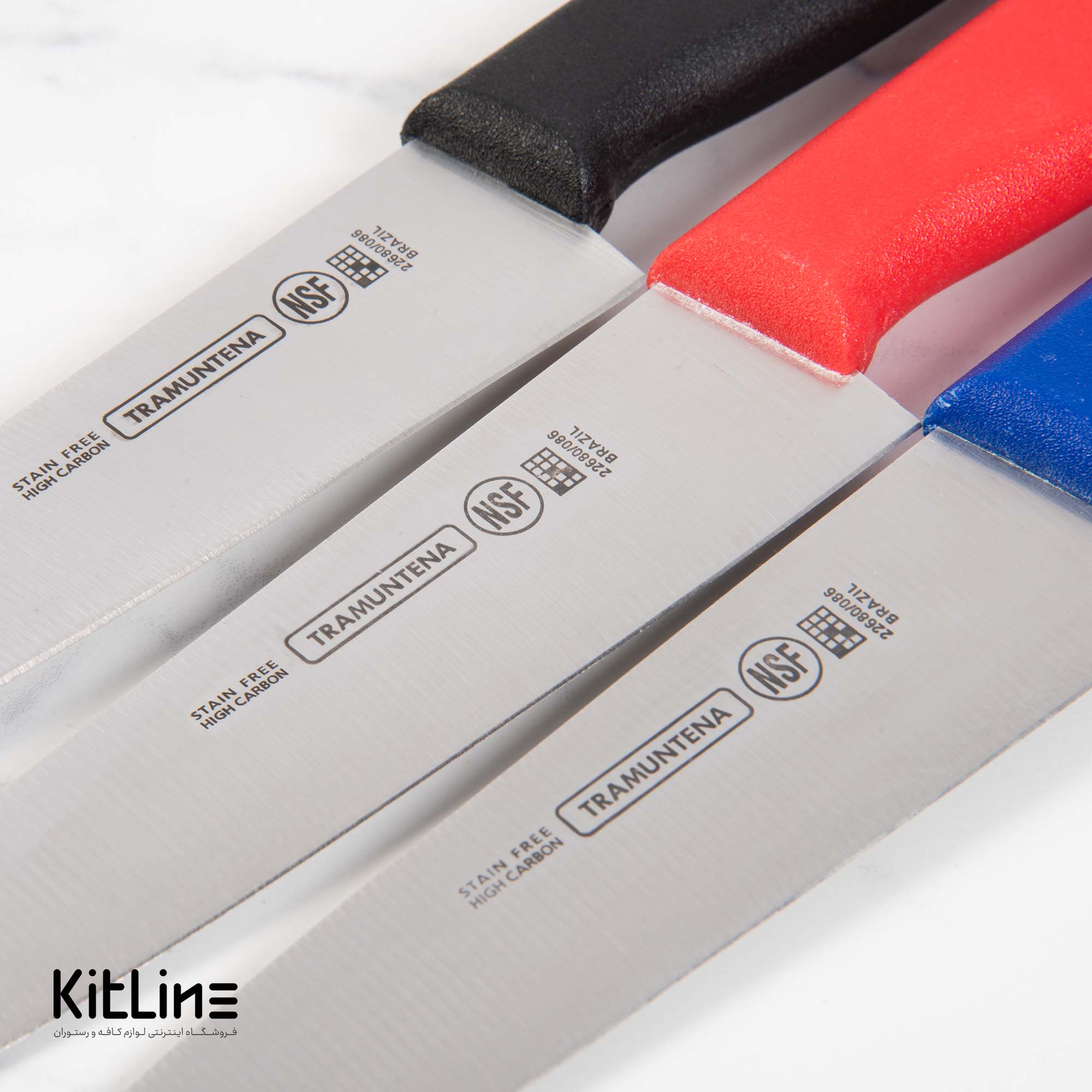 چاقو سرآشپز ۲۰ سانتیمتری بداف دسته آبی (TRAMUNTENA) - تصویر 5