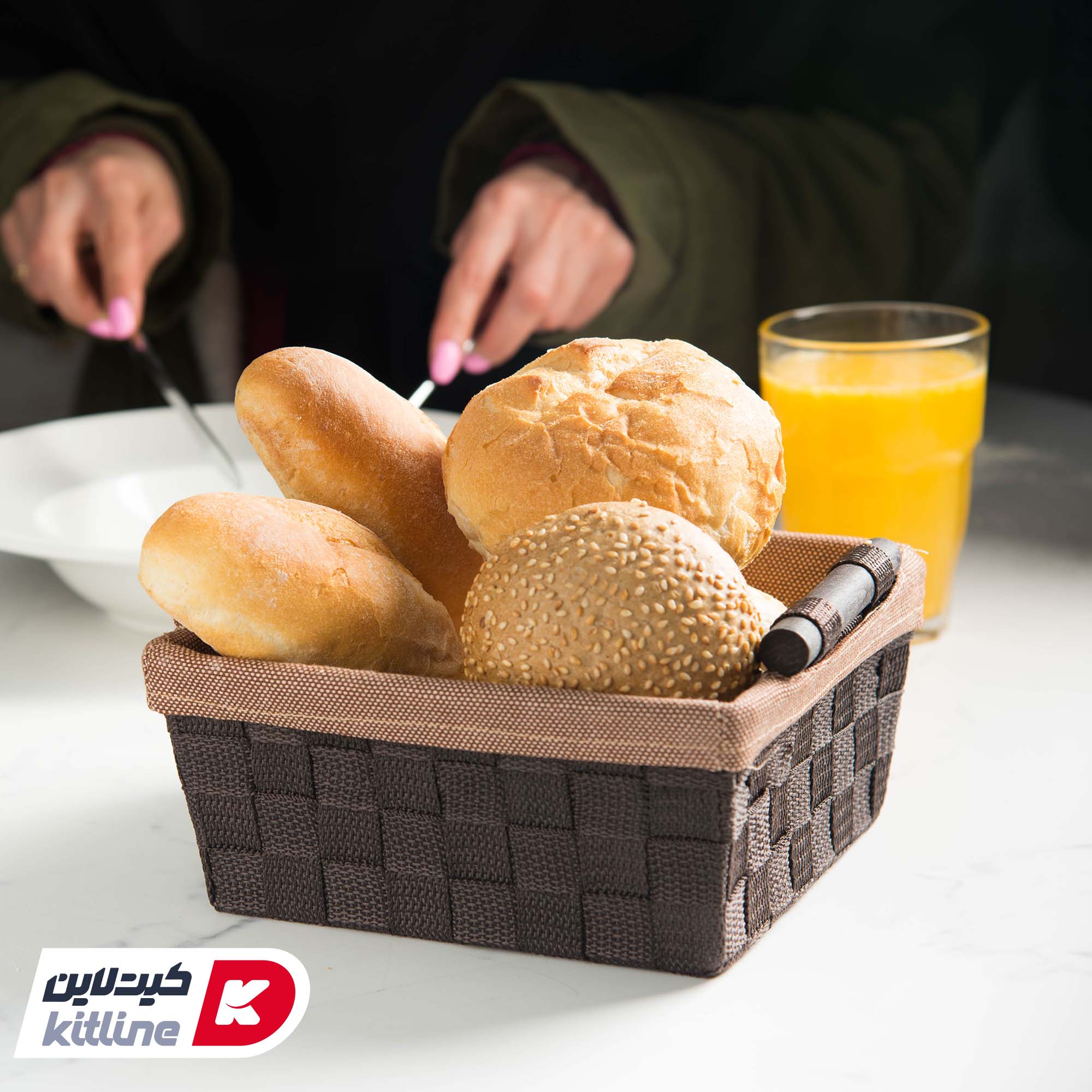 سبد نان پارچه ای ۱۱×۱۷.۵ سانتیمتری قهوه ای - تصویر 3