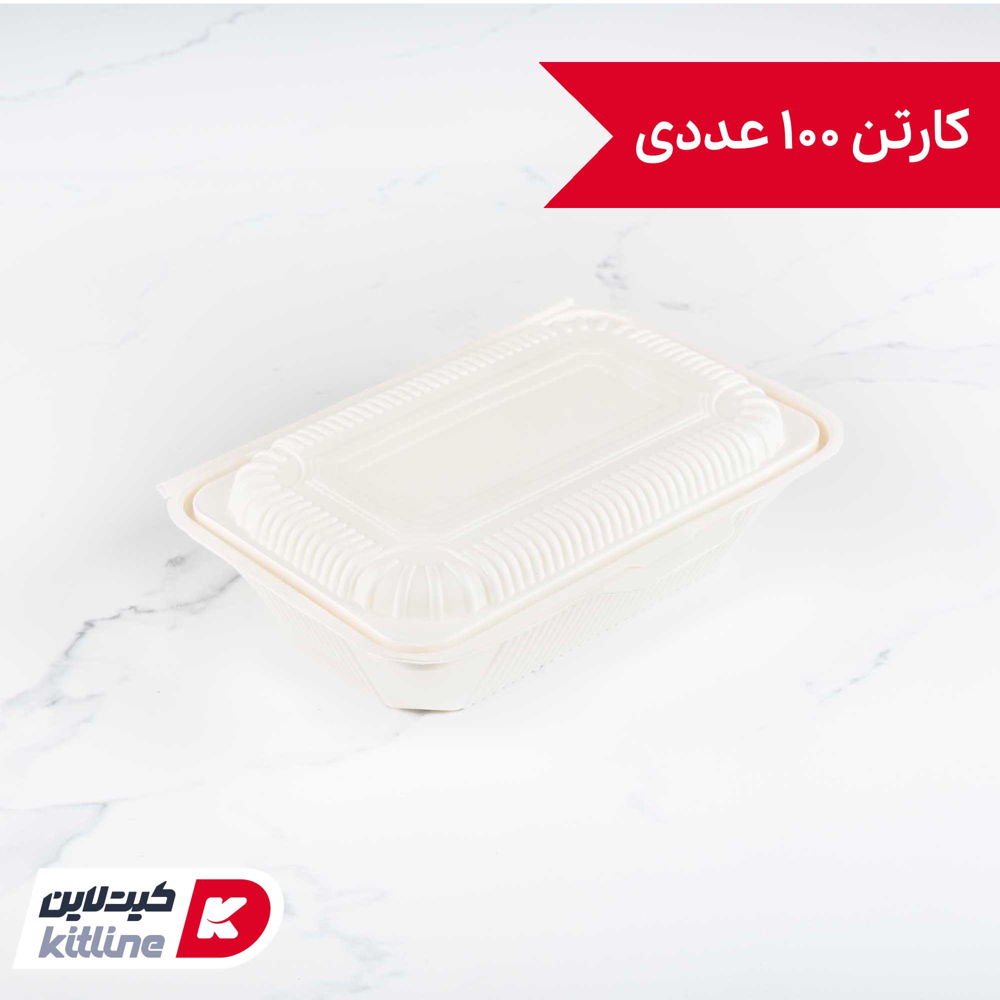 ظرف یکبار مصرف گیاهی درب دار آملون ۱۴×۲۲ سانتیمتری (کارتن ۱۰۰ عددی)