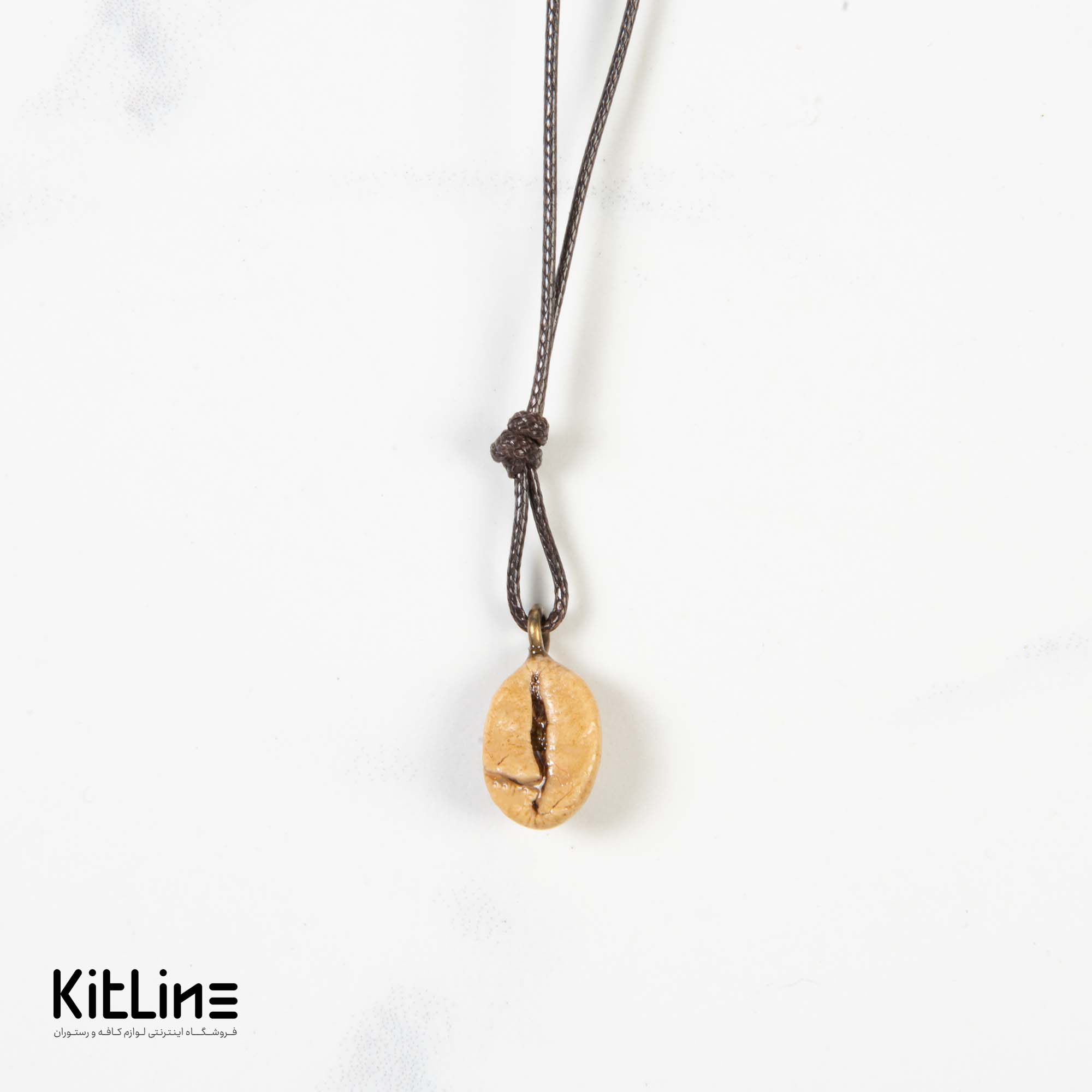 گردنبند بند چرمی با آویز دانه قهوه سبز