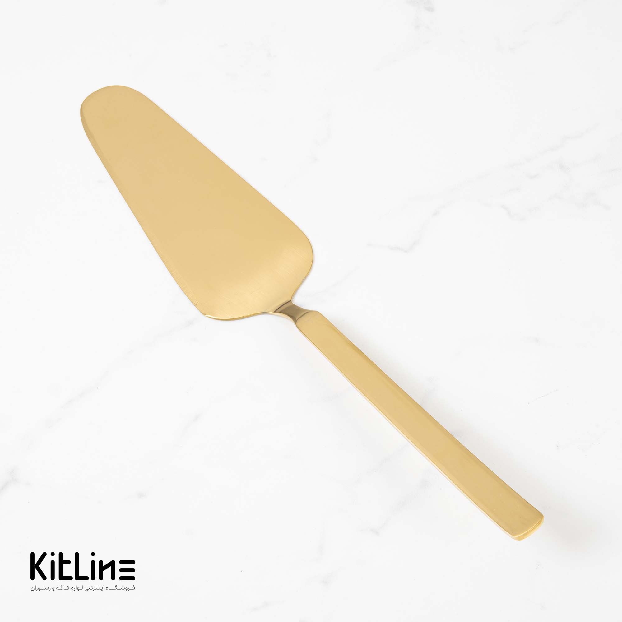 کفگیر سرو کیک صنایع استیل مدل میلان تمام مات طلایی