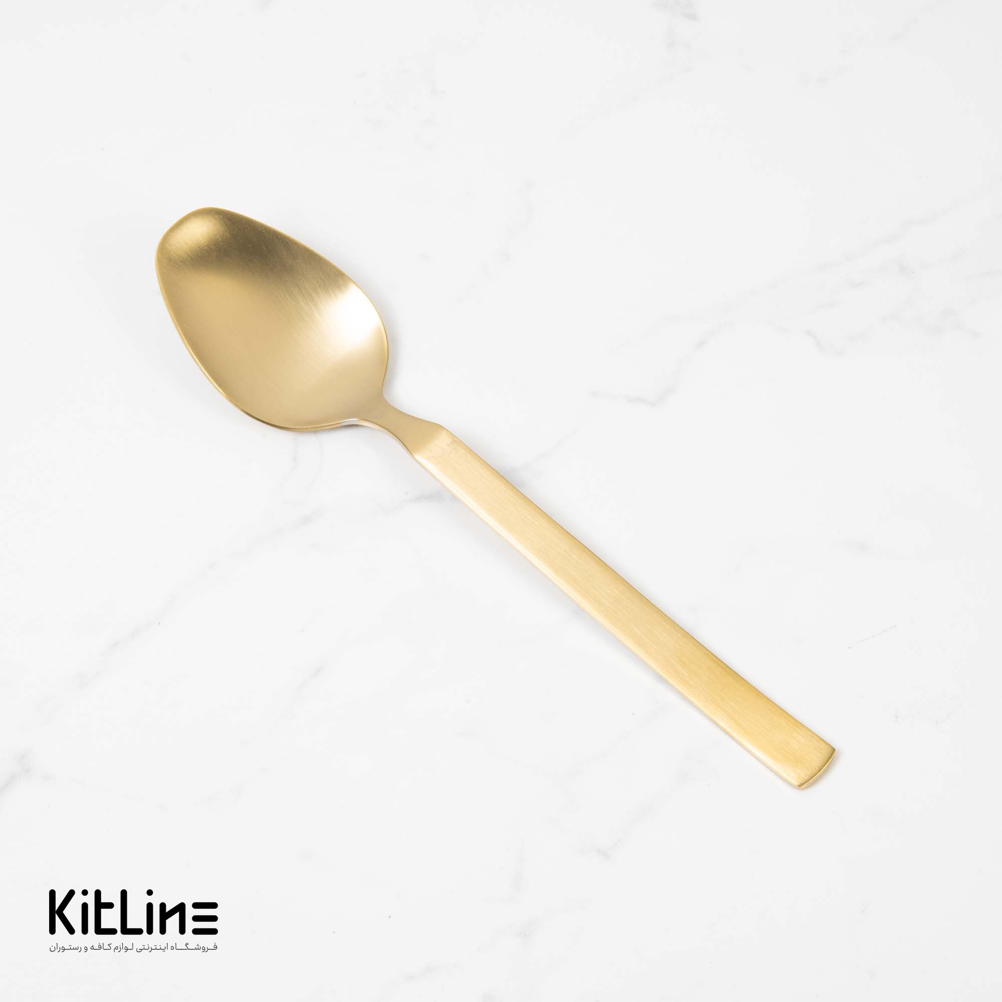 قاشق غذا خوری صنایع استیل مدل میلان تمام مات طلایی