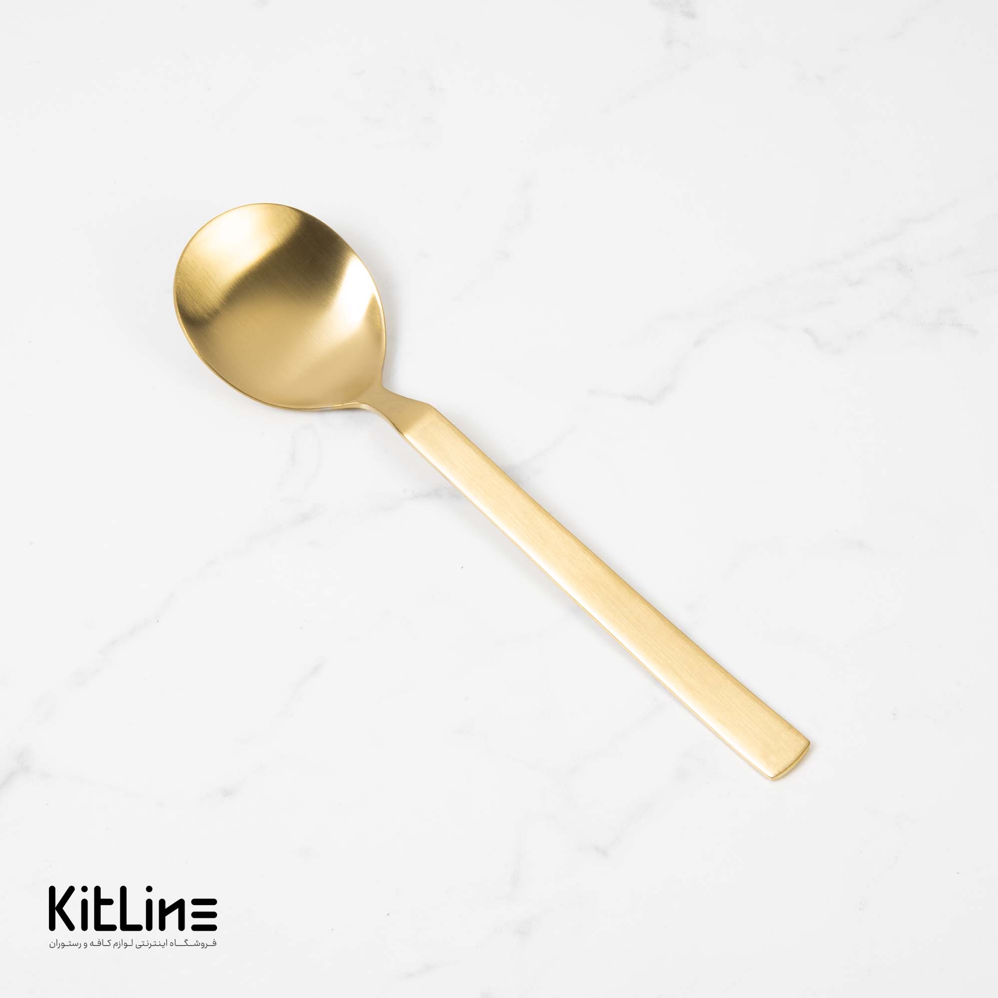 قاشق سوپ خوری صنایع استیل مدل میلان تمام مات طلایی