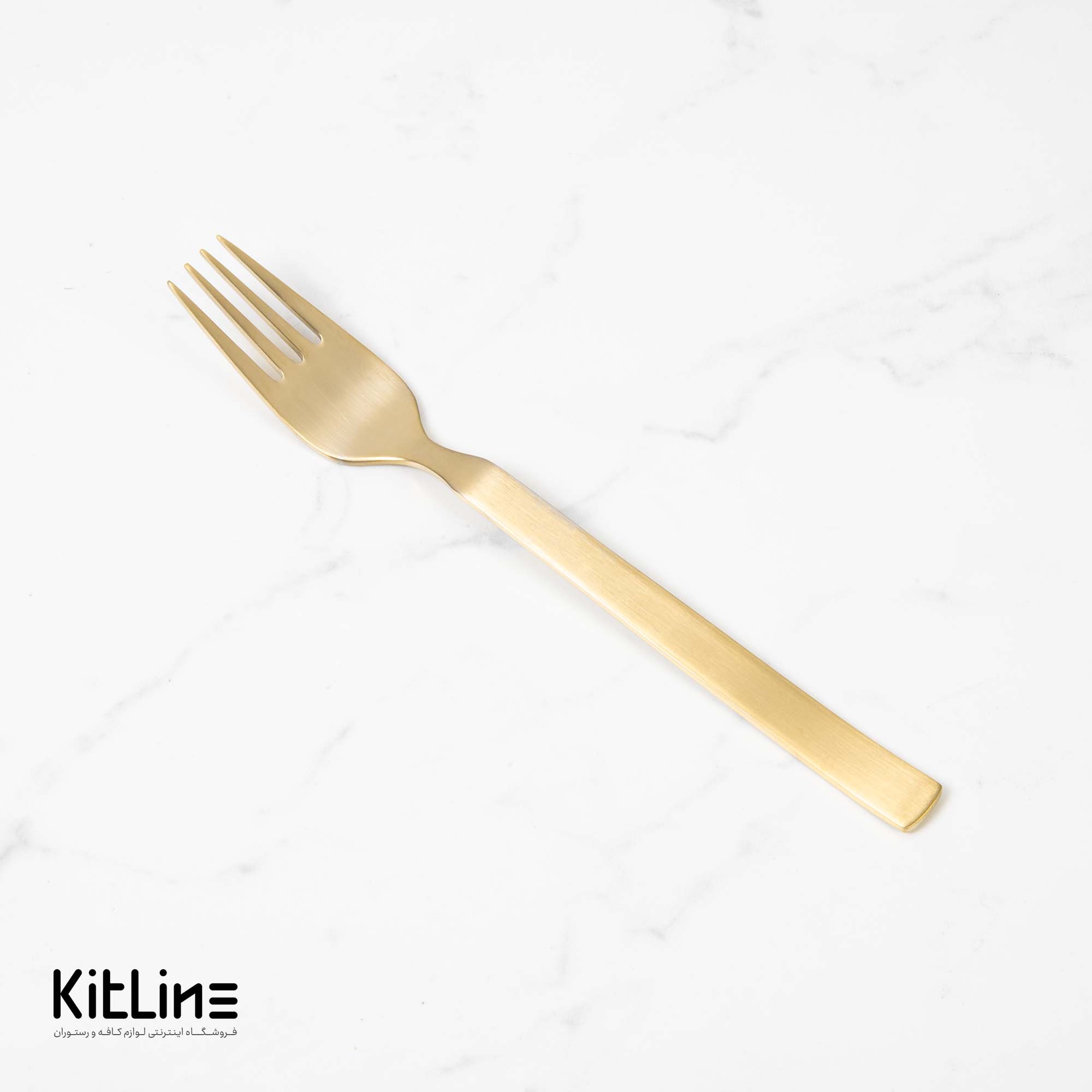 چنگال غذا خوری صنایع استیل مدل میلان تمام مات طلایی