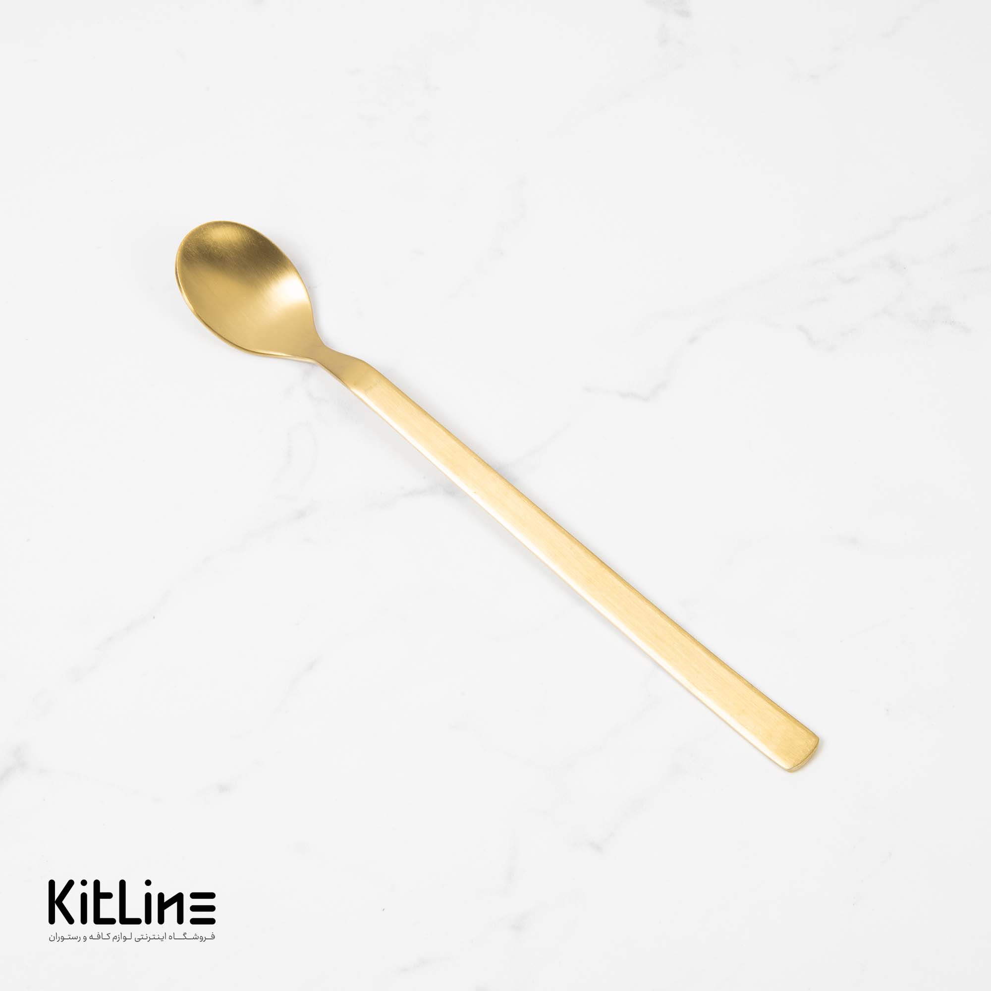 قاشق شربت خوری صنایع استیل مدل میلان تمام مات طلایی