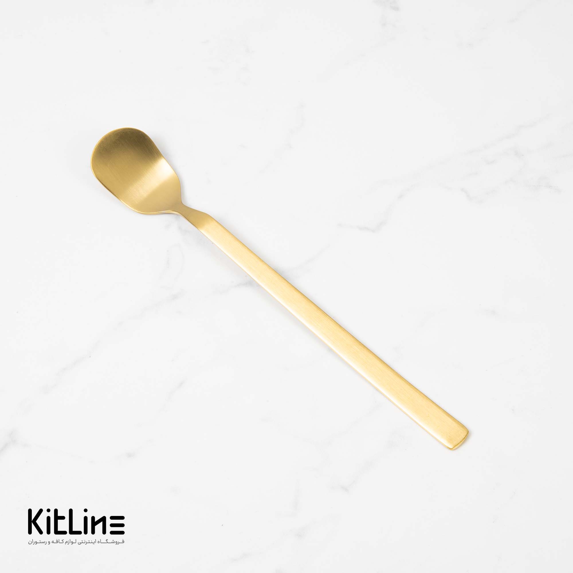 قاشق کافه گلاسه صنایع استیل مدل میلان تمام مات طلایی