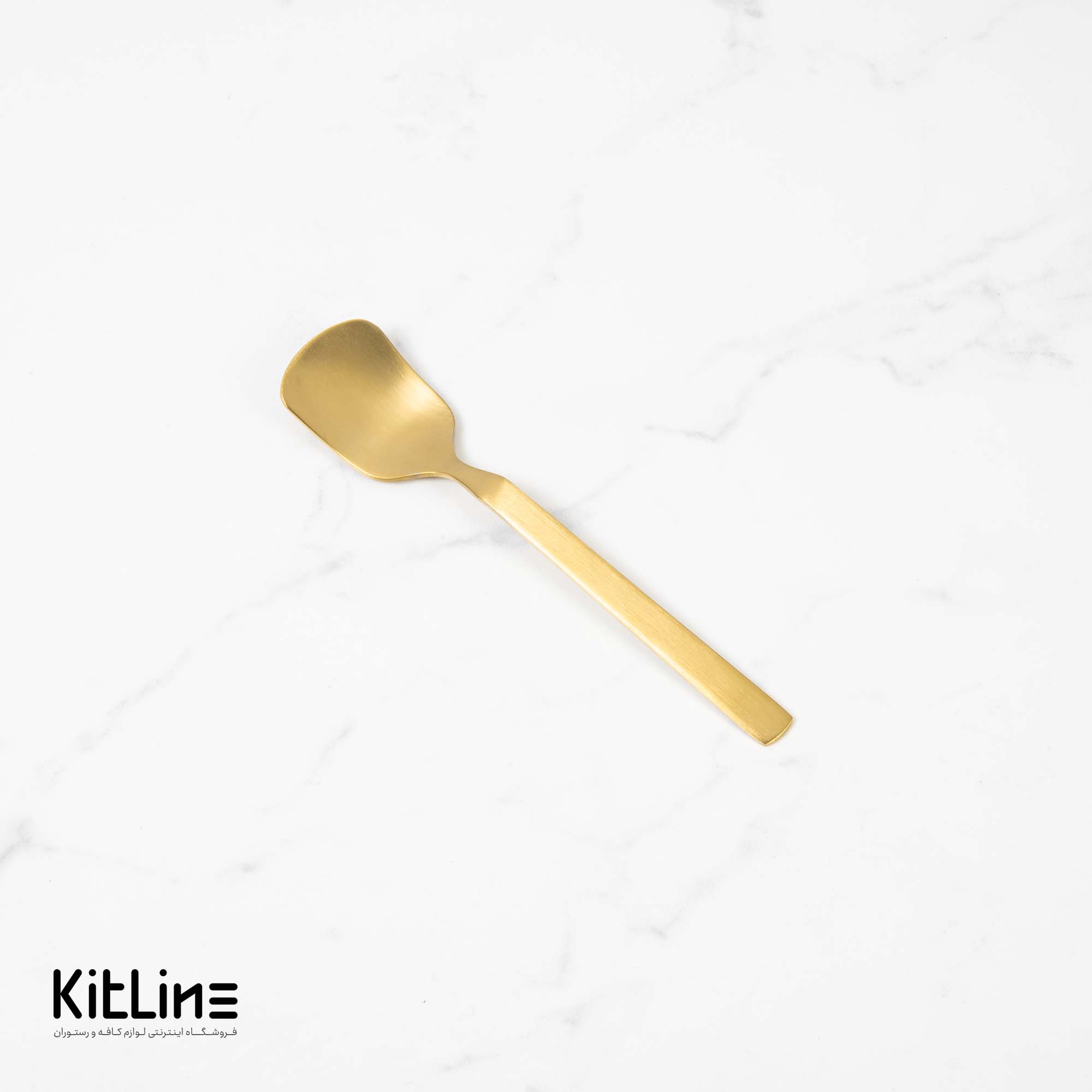 قاشق بستنی خوری صنایع استیل مدل میلان تمام مات طلایی