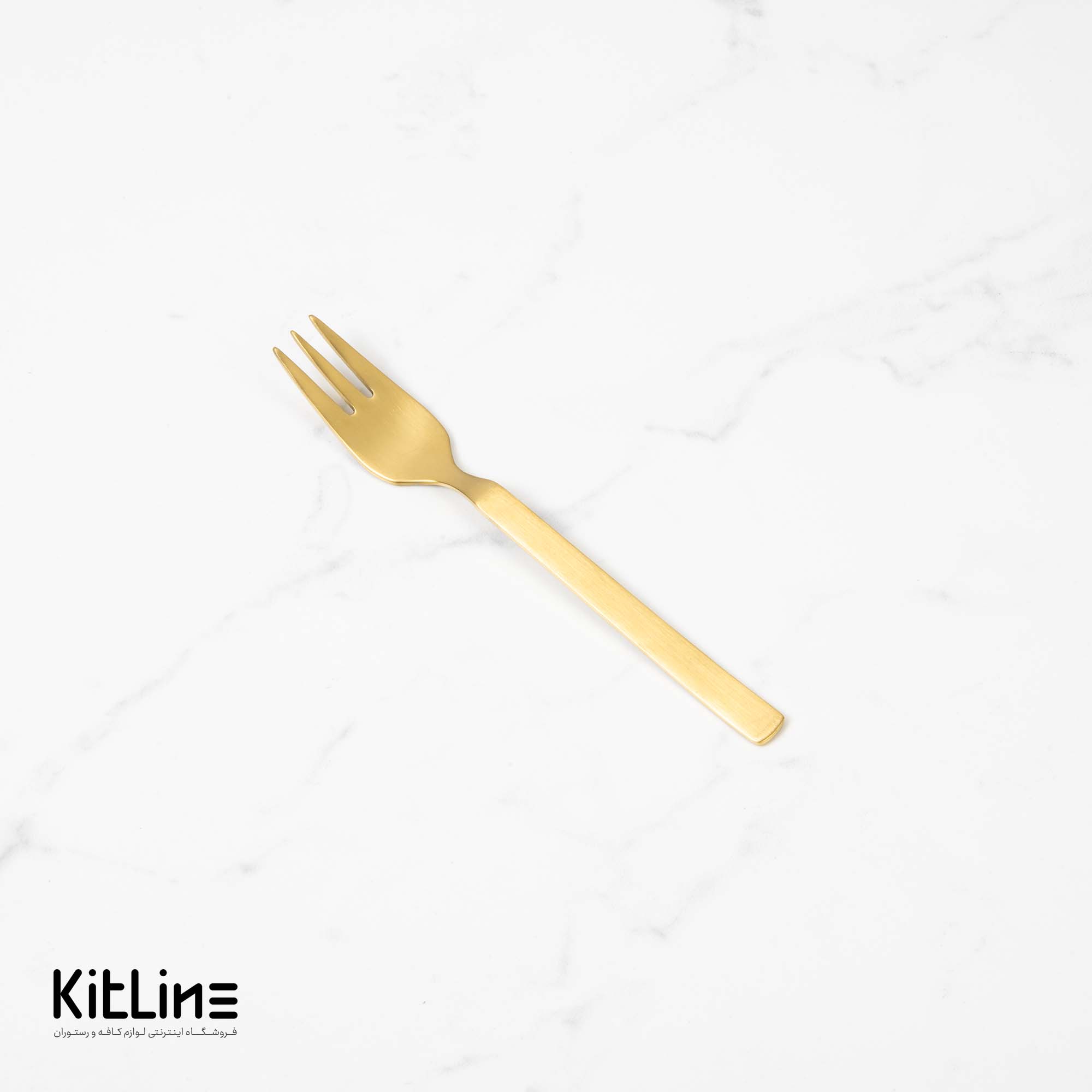 چنگال دسر خوری صنایع استیل مدل میلان تمام مات طلایی