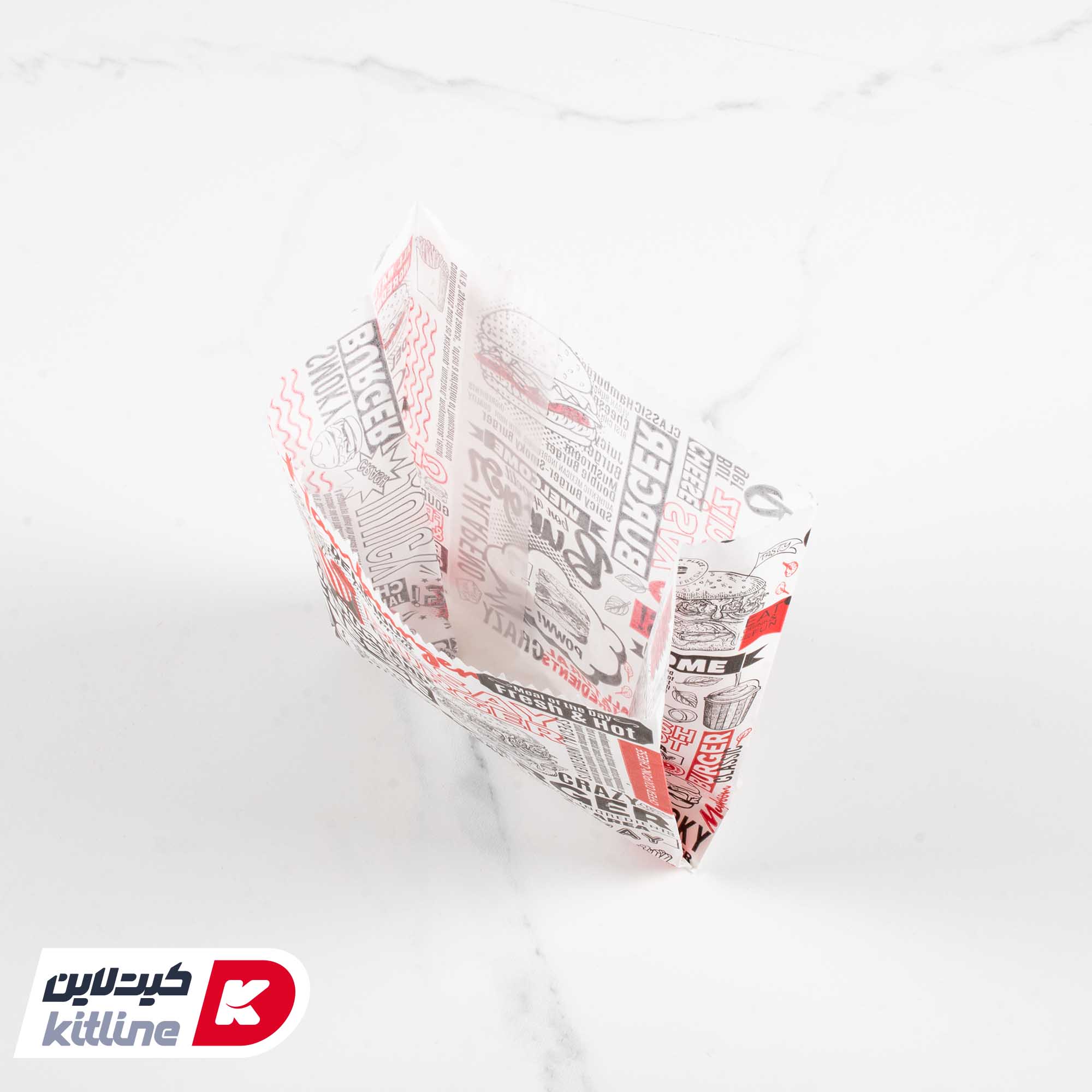 پاکت همبرگر یکبار مصرف مومی ۱۲×۱۷ سانتیمتری روزنامه ای (کارتن ۳۰۰۰ عددی) - تصویر 3