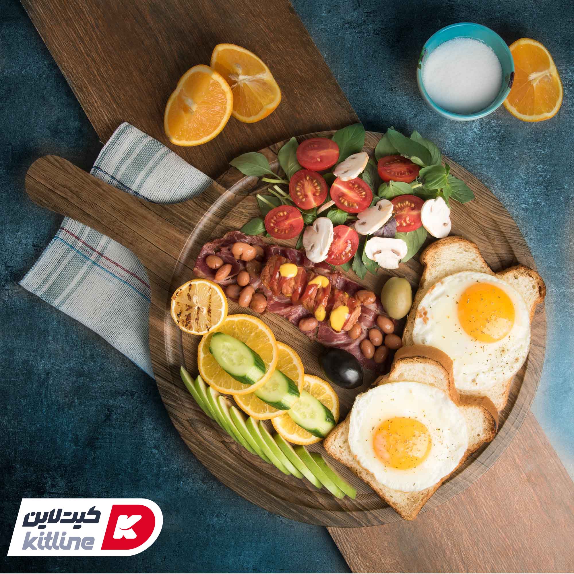 تخته سرو گرد ۳۳ سانتیمتری چوبی راکتی آنتیک طلایی - تصویر 5