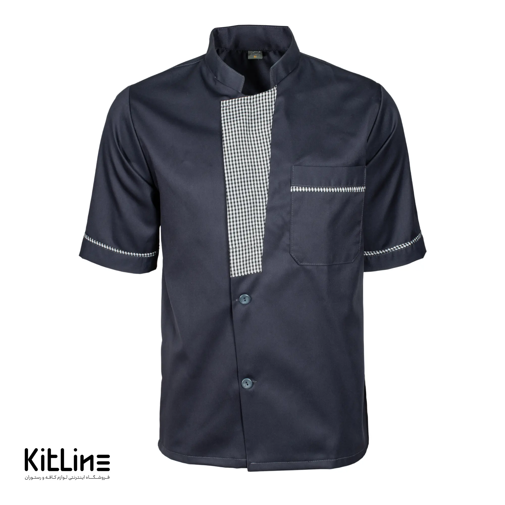 روپوش آستین کوتاه طوسی مغزی چهارخانه پوشاکو - تصویر 2