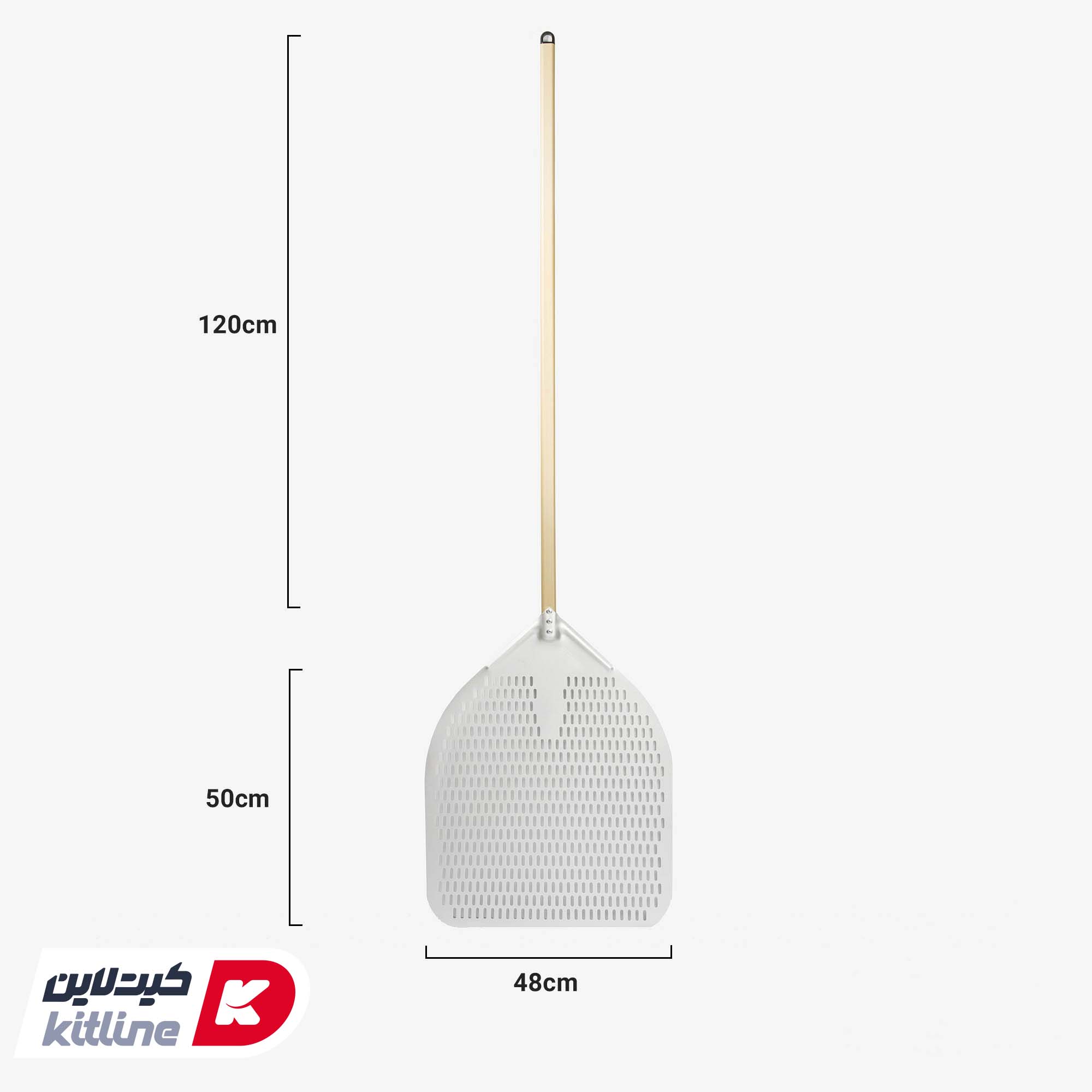 پارو پیتزا پانچ آلومینیومی مستطیلی کف ۵۰، دسته ۱۲۰ سانتیمتر کیچن تک - تصویر 3