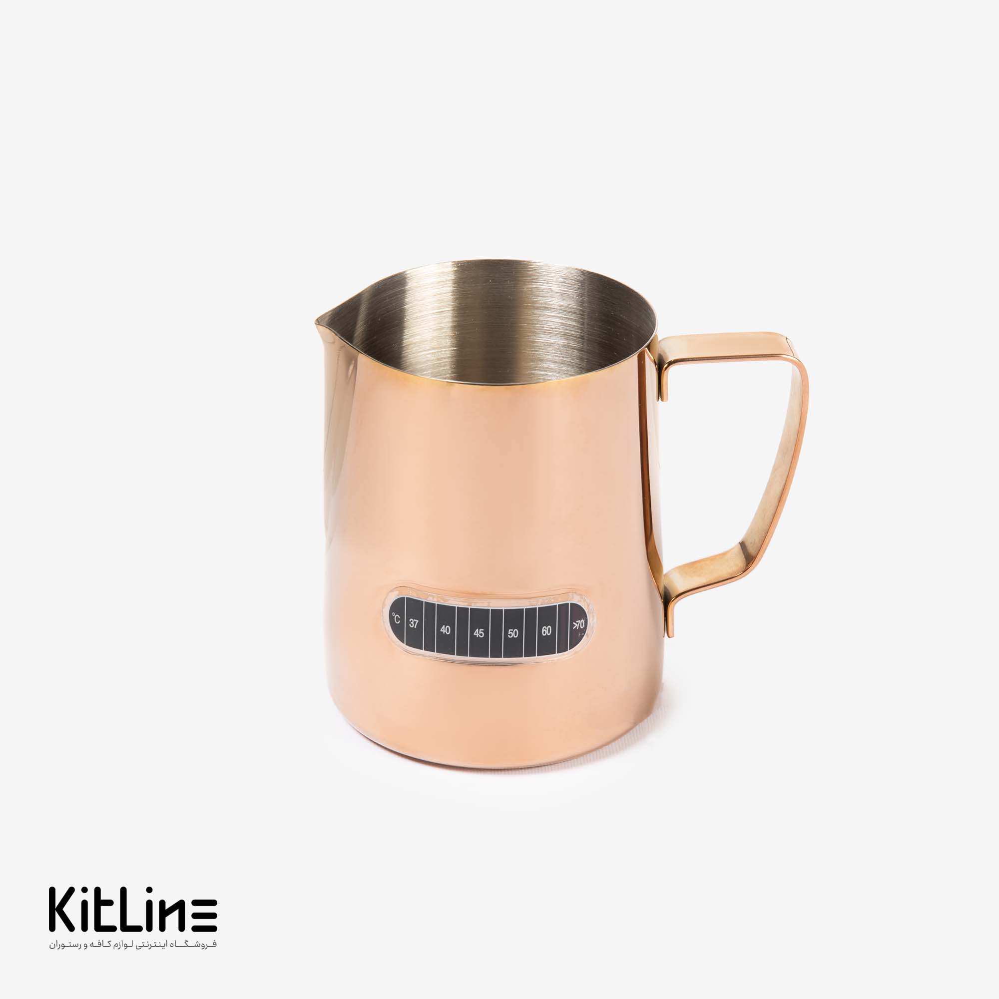 پیچر استیل دماسنج دار ۶۰۰ میلی‌لیتری رز گلد