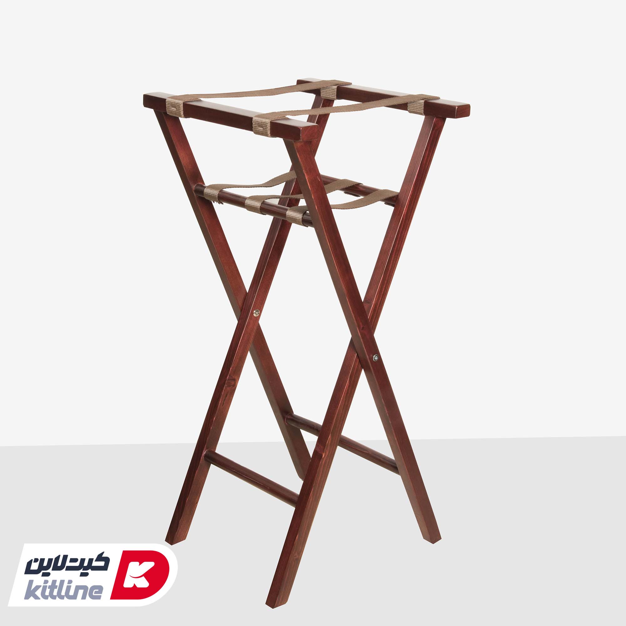 استند سینی چوبی ۳۸×۴۰ سانتیمتری با بست قهوه ای