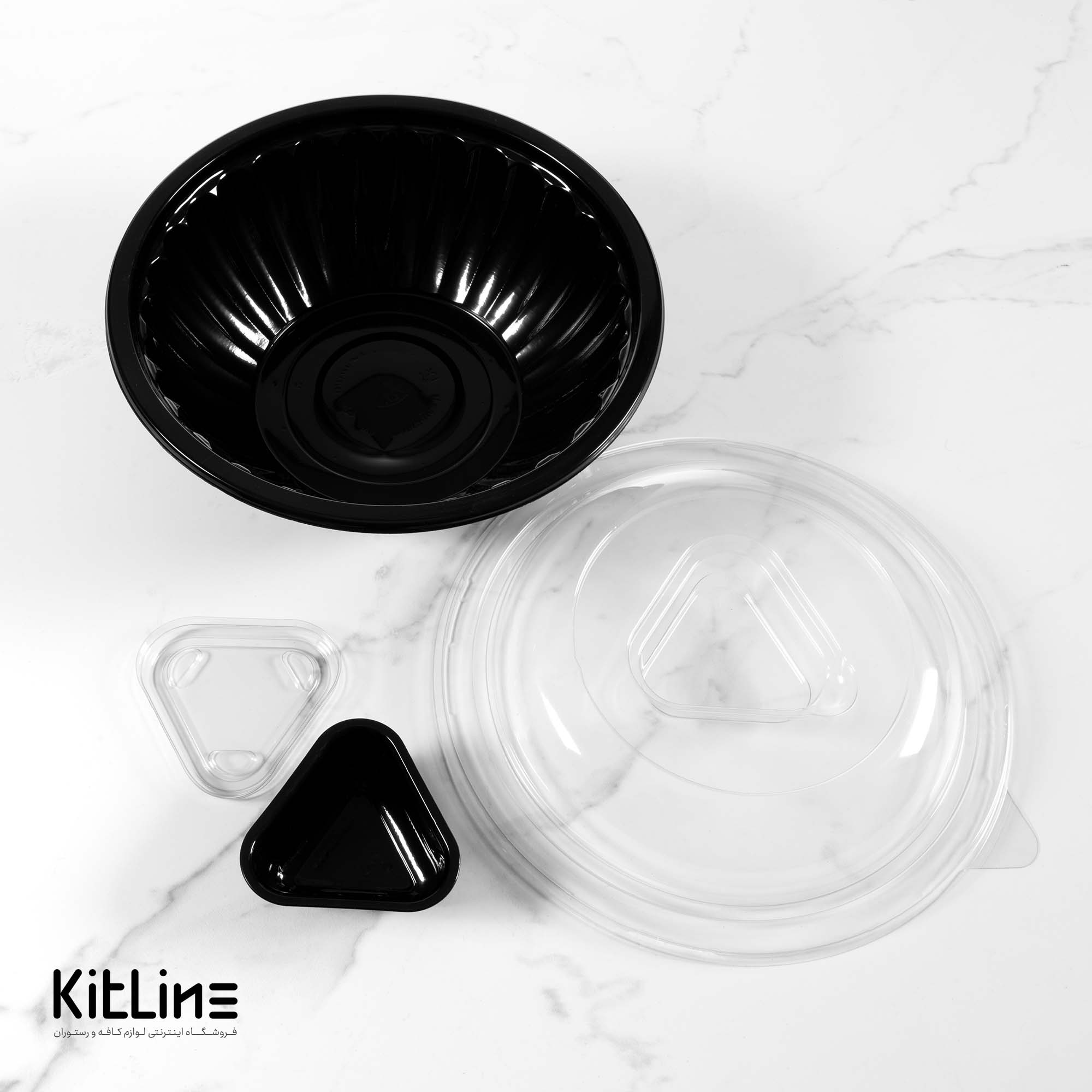 کاسه یکبار مصرف ۱۵۰۰ میلی لیتری مشکی همراه درب و سس کاپ (کارتن ۲۰۰ عددی) - تصویر 3