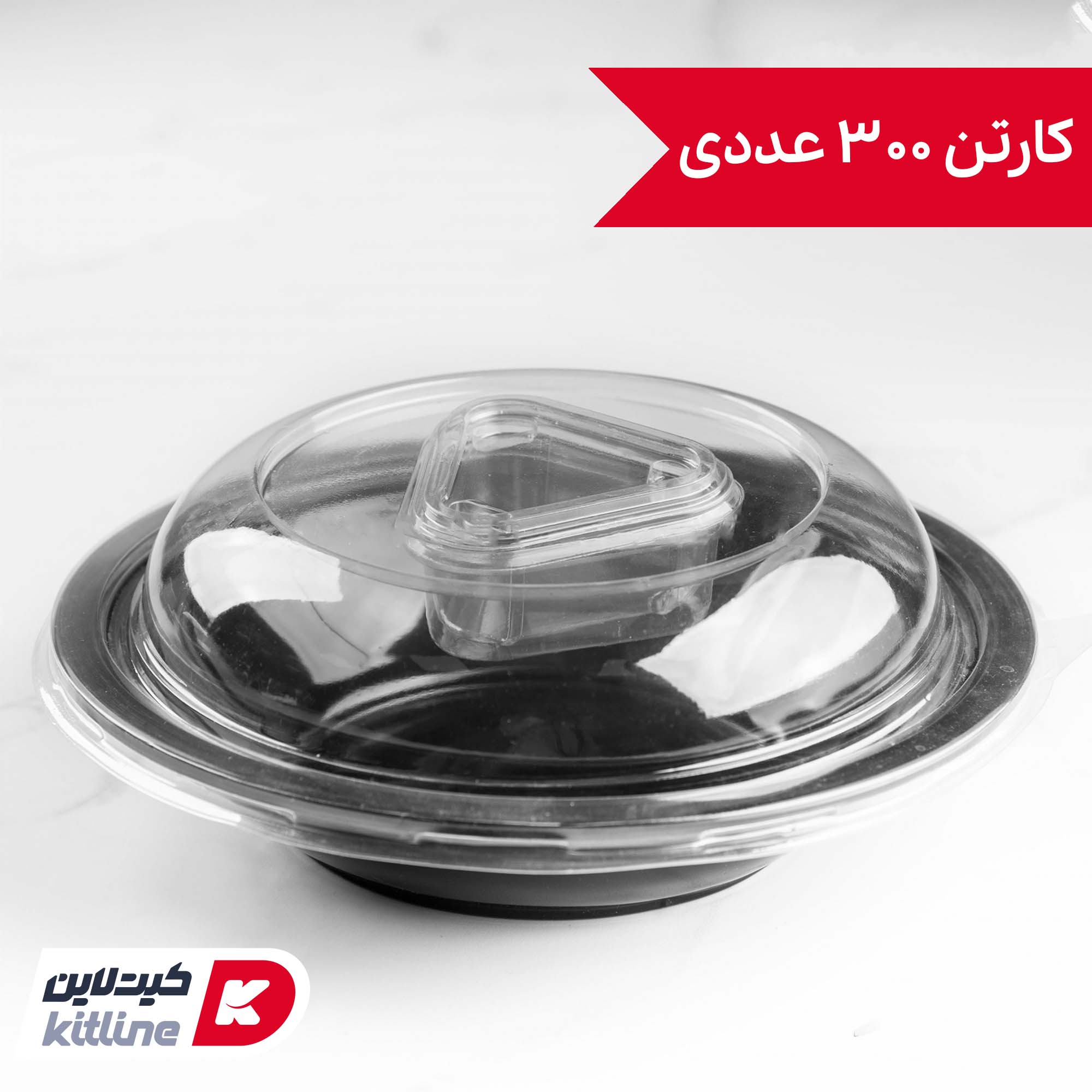 کاسه یکبار مصرف ۱۰۰۰ میلی لیتری مشکی همراه در و سس کاپ مثلثی(کارتن ۳۰۰ عددی)