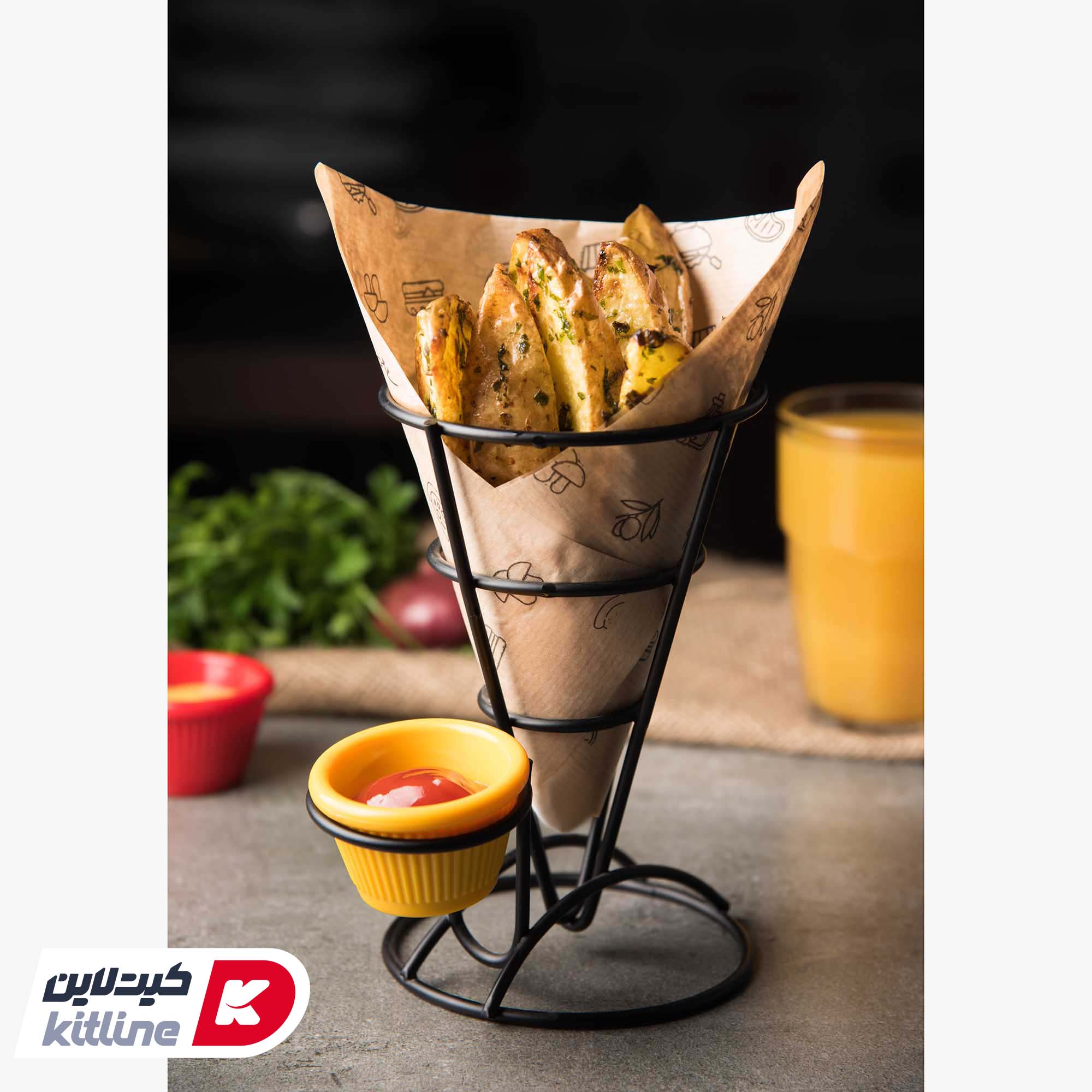 ظرف سرو قیفی ۱۳×۱۸ سانتیمتری فلزی - تصویر 5