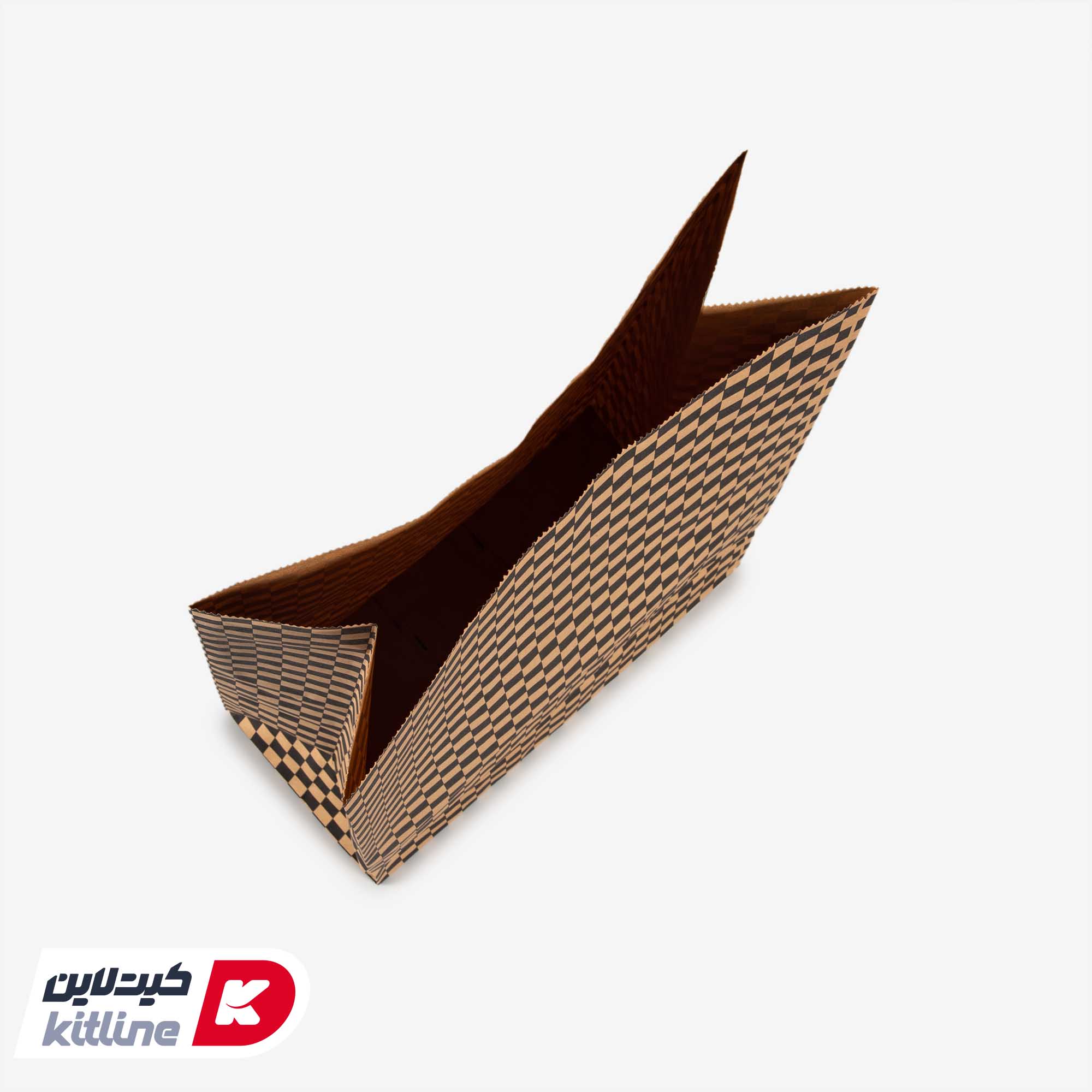 پاکت بیرون بر یکبار مصرف کاغذی کرافت ۲۶×۳۶ سانتیمتری شطرنجی مشکی (کارتن ۳۵۰ عددی) - تصویر 3