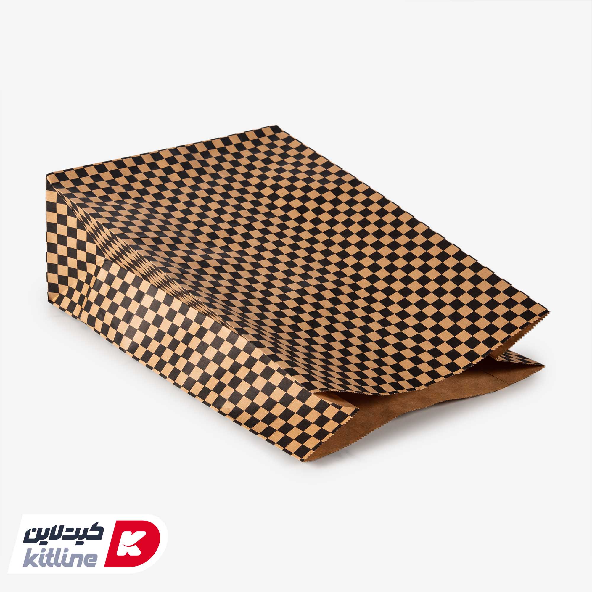 پاکت بیرون بر یکبار مصرف کاغذی کرافت ۲۶×۳۶ سانتیمتری شطرنجی مشکی (کارتن ۳۵۰ عددی) - تصویر 5