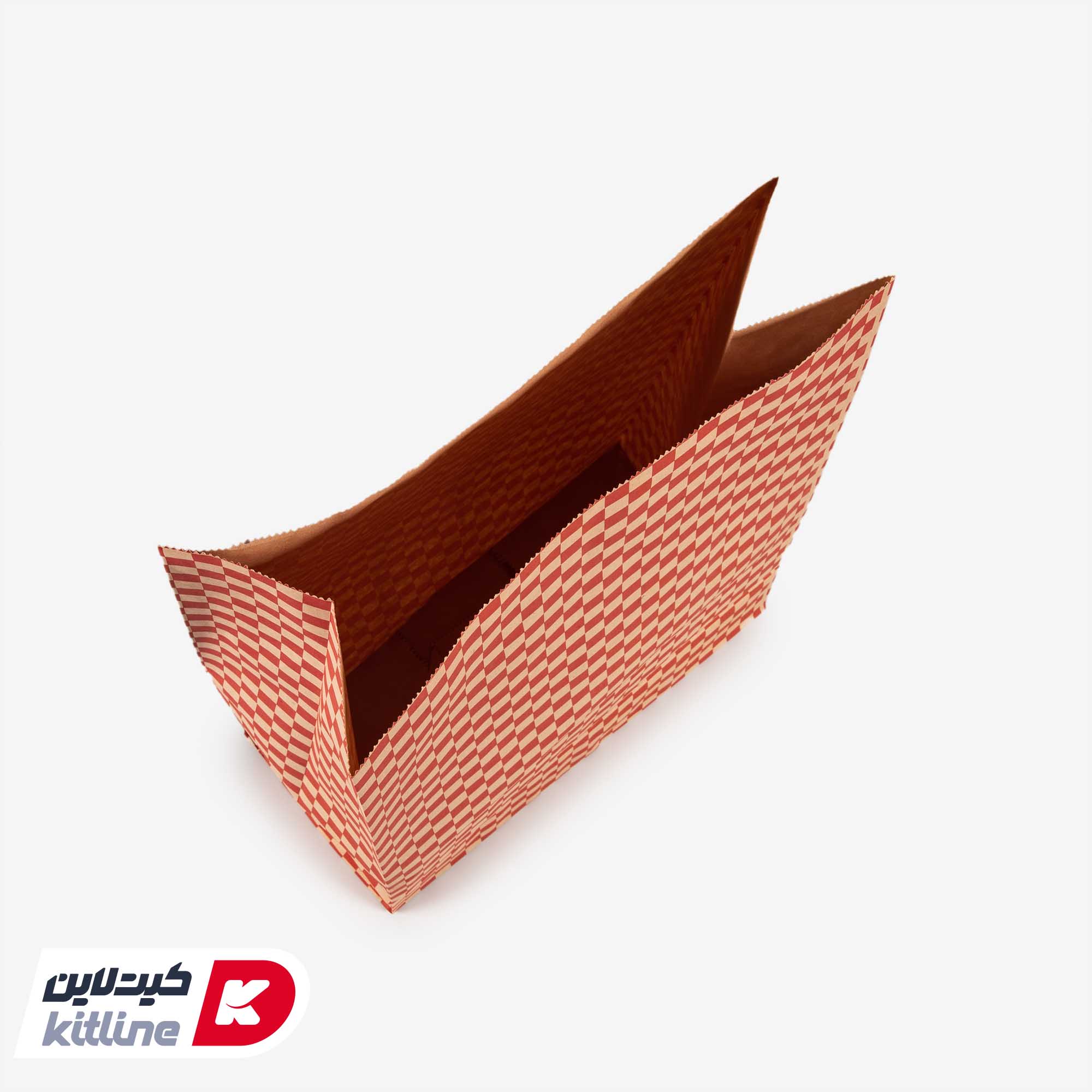 پاکت بیرون بر یکبار مصرف کاغذی کرافت ۲۶×۳۶ سانتیمتری شطرنجی قرمز (کارتن ۳۵۰ عددی) - تصویر 3