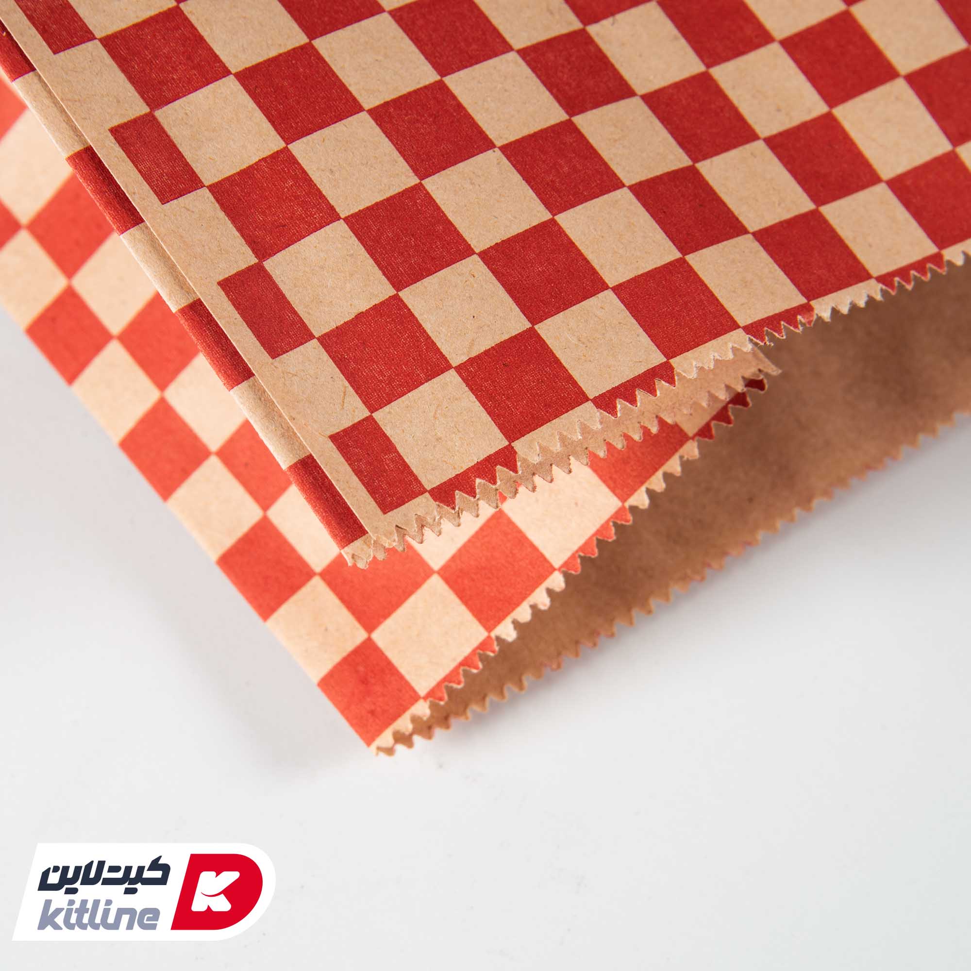 پاکت بیرون بر یکبار مصرف کاغذی کرافت ۲۶×۳۶ سانتیمتری شطرنجی قرمز (کارتن ۳۵۰ عددی) - تصویر 5